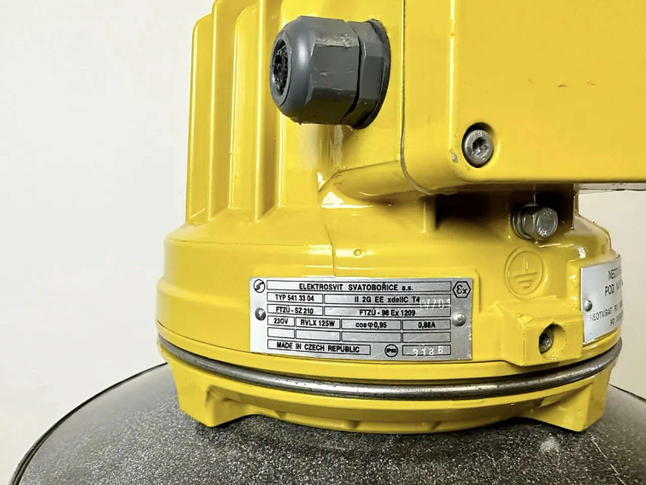 Yellow Industrial Explosion Proof Lamp with Grey Enameled Shade, 1990s 8