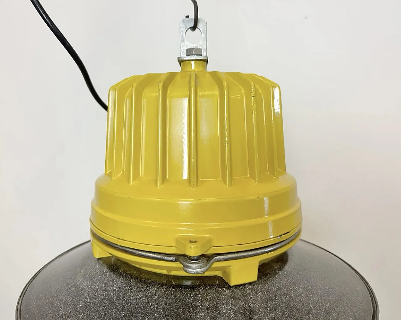 Yellow Industrial Explosion Proof Lamp with Grey Enameled Shade, 1990s 12