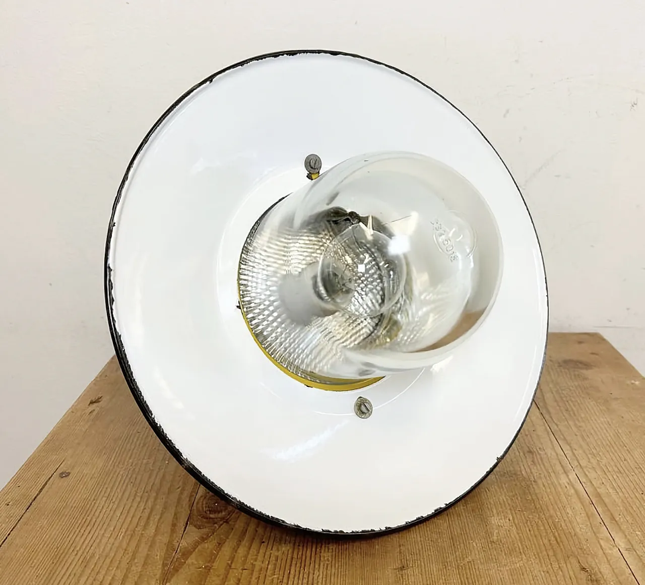 Yellow Industrial Explosion Proof Lamp with Grey Enameled Shade, 1990s 13