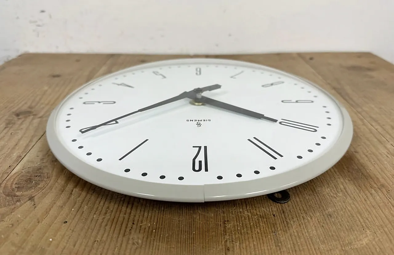 Grey Industrial Factory Wall Clock from Siemens, 1970s 11