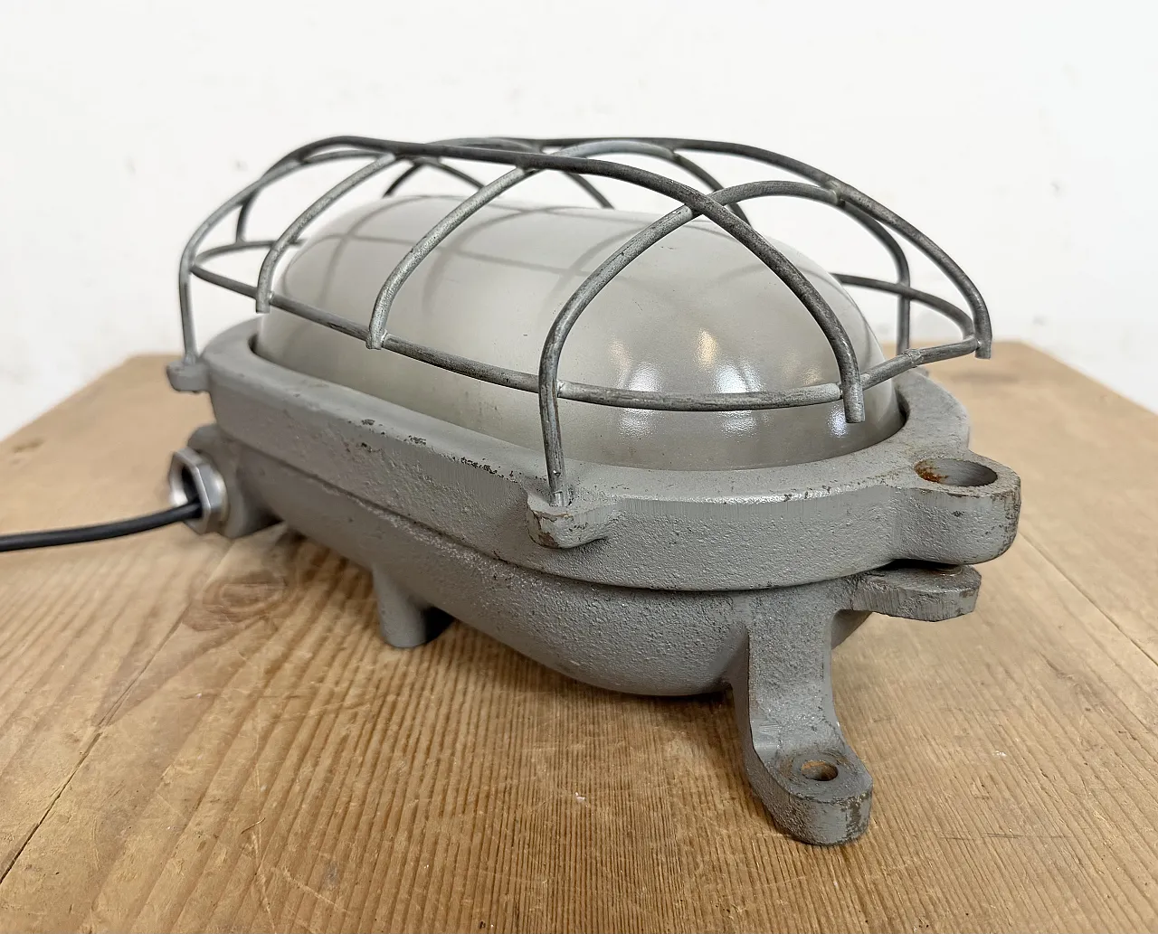 Grey Industrial Cast Iron Wall Light from Elektrosvit, 1960s 7