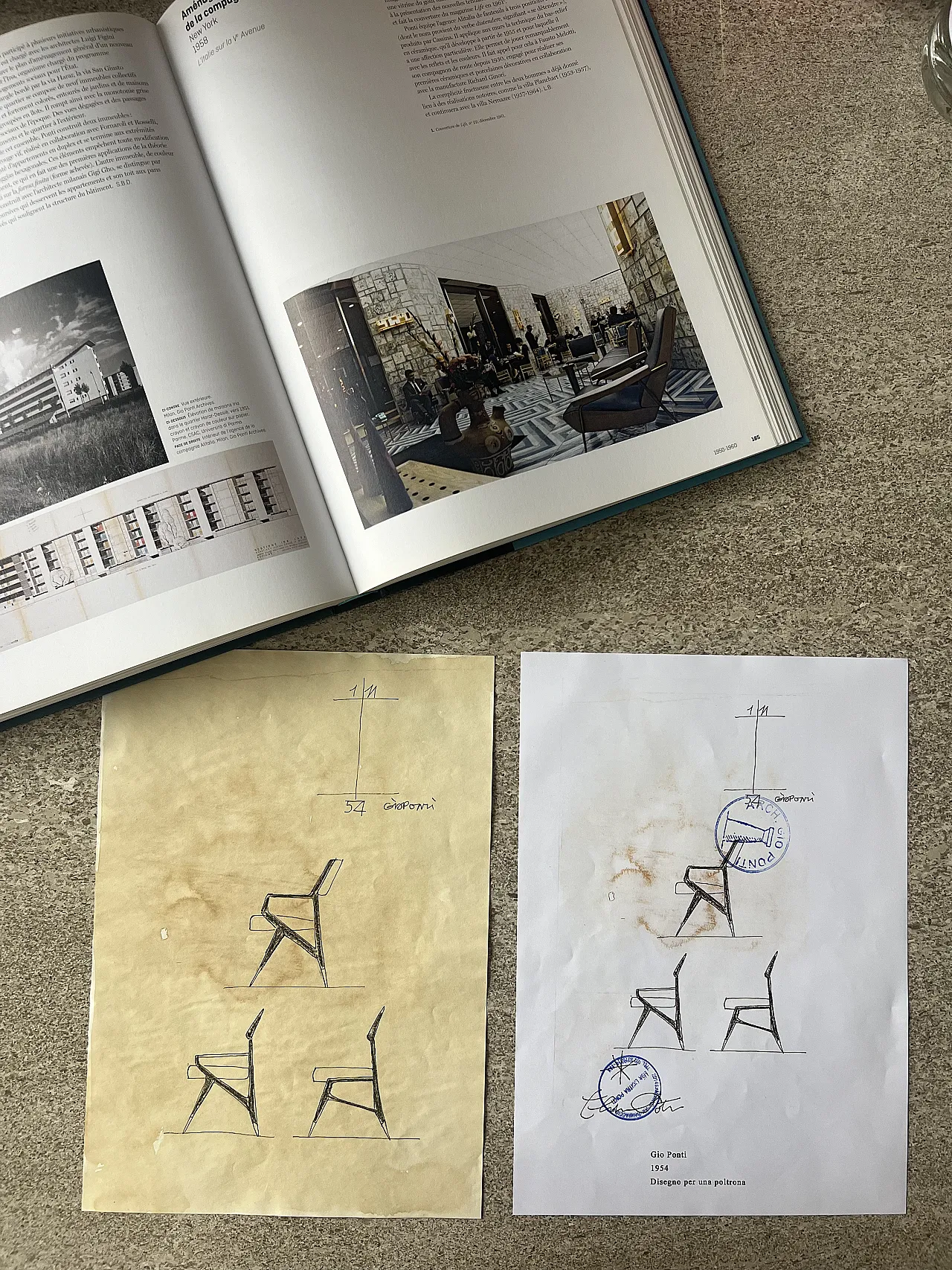 Disegno progetto sedia di Gio Ponti, 1960 3