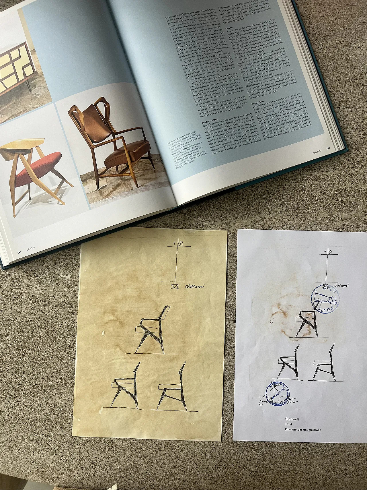 Disegno progetto sedia di Gio Ponti, 1960 6