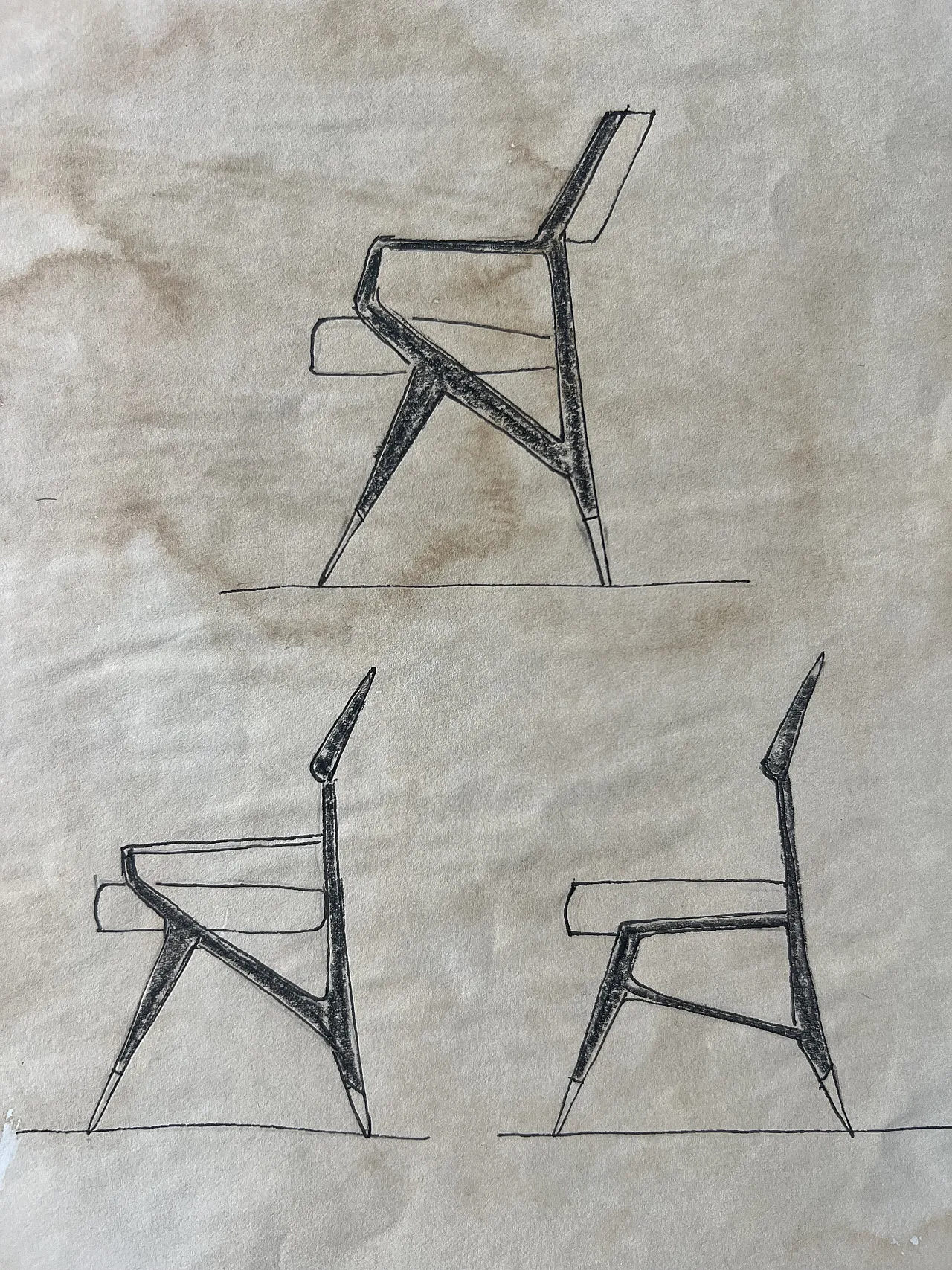 Disegno progetto sedia di Gio Ponti, 1960 7
