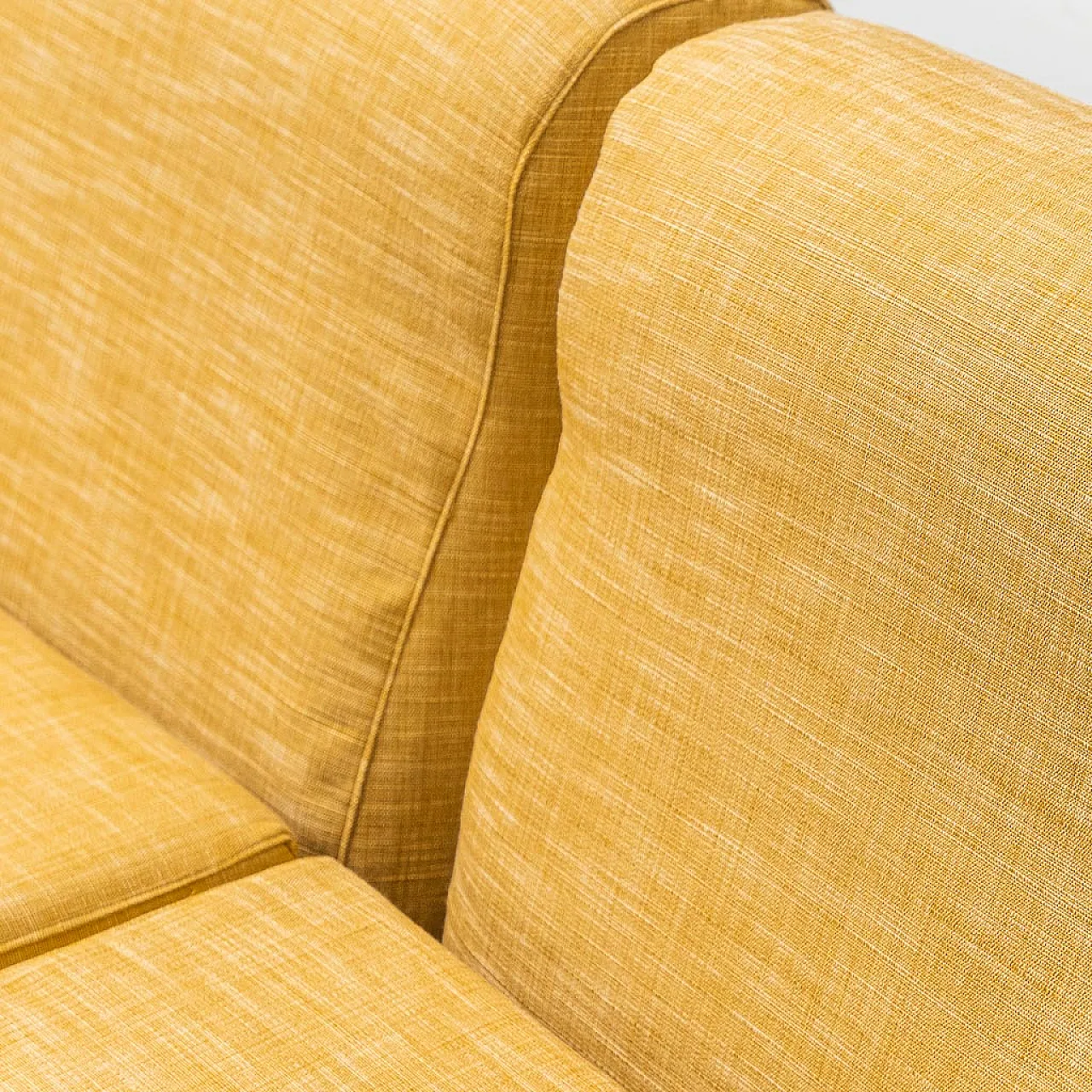 Pair of armchairs in yellow fabric and plastic, 1970s 2