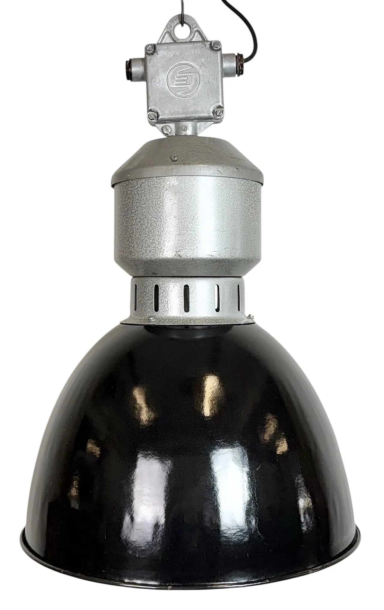 Industrial Black Enamel Factory Lamp from Elektrosvit, 1960s 1