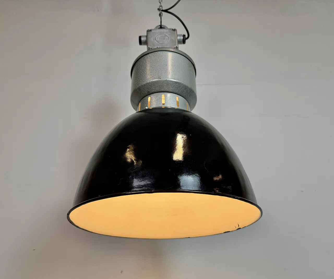 Industrial Black Enamel Factory Lamp from Elektrosvit, 1960s 10