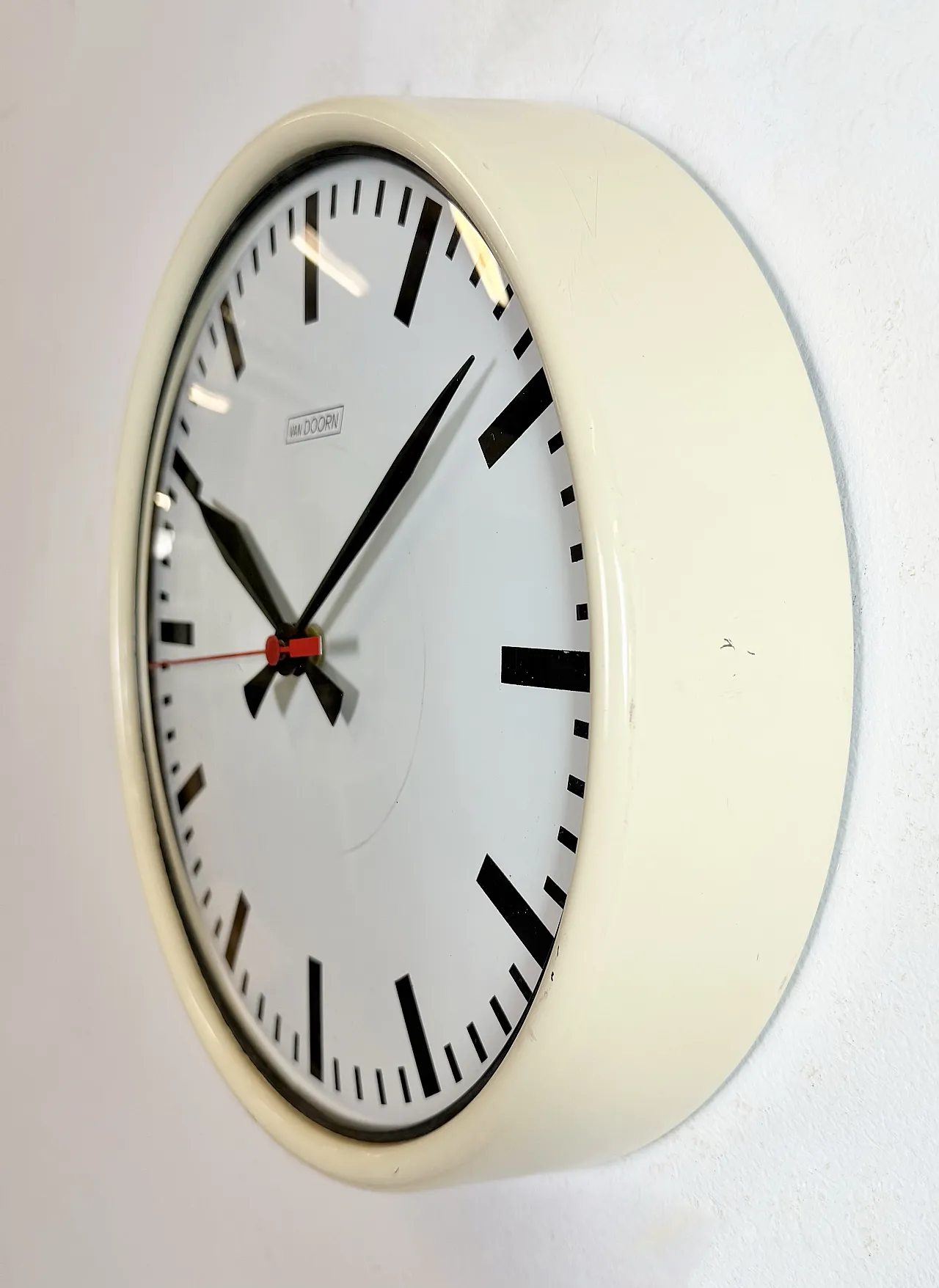 Vintage Beige School Wall Clock from Van Doorn, 1960s 4