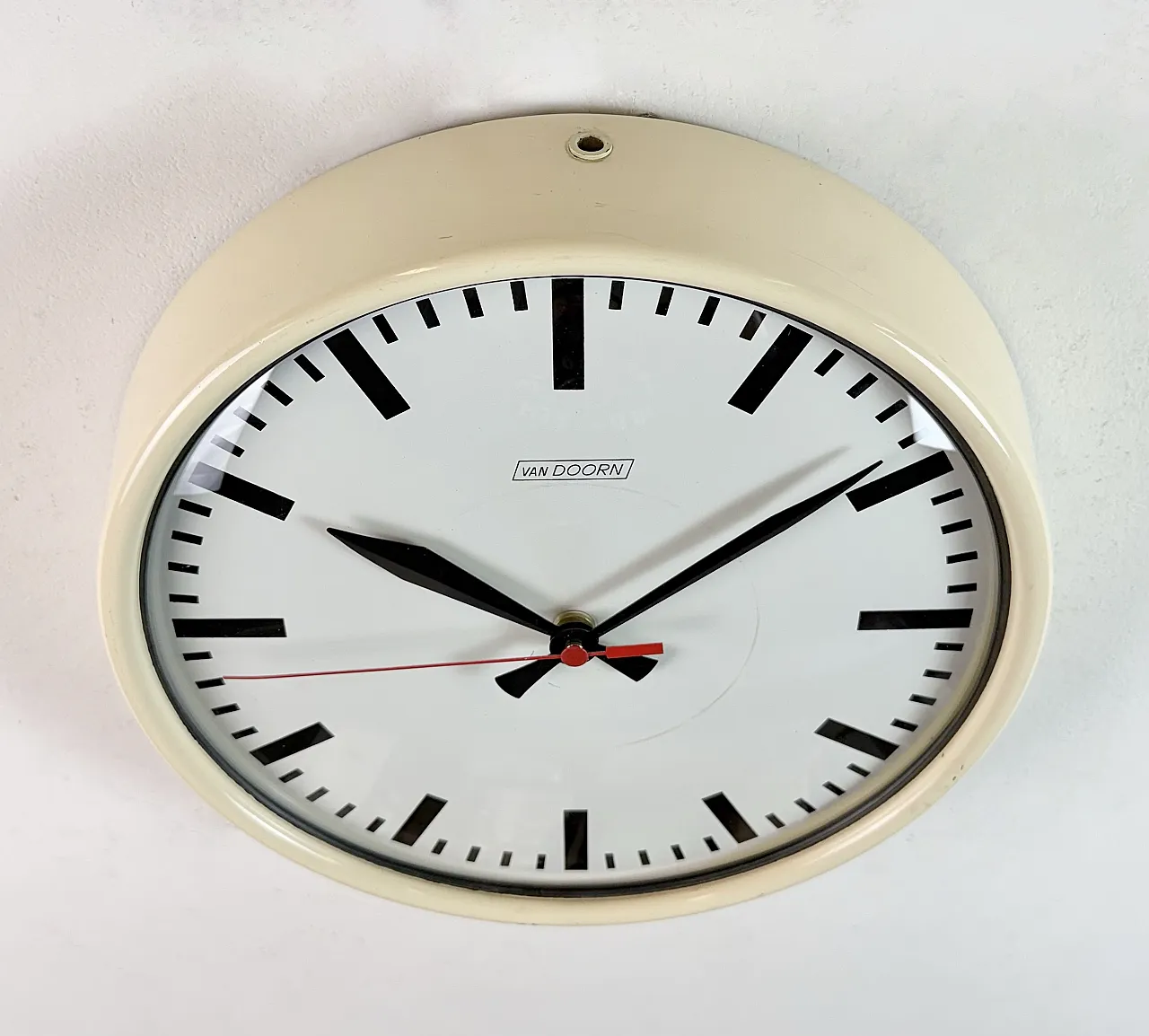 Vintage Beige School Wall Clock from Van Doorn, 1960s 6