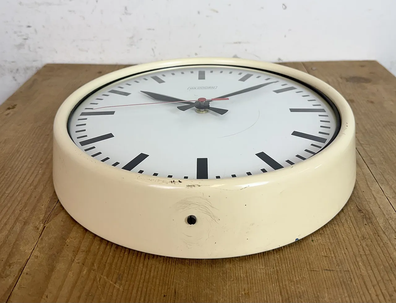 Vintage Beige School Wall Clock from Van Doorn, 1960s 8