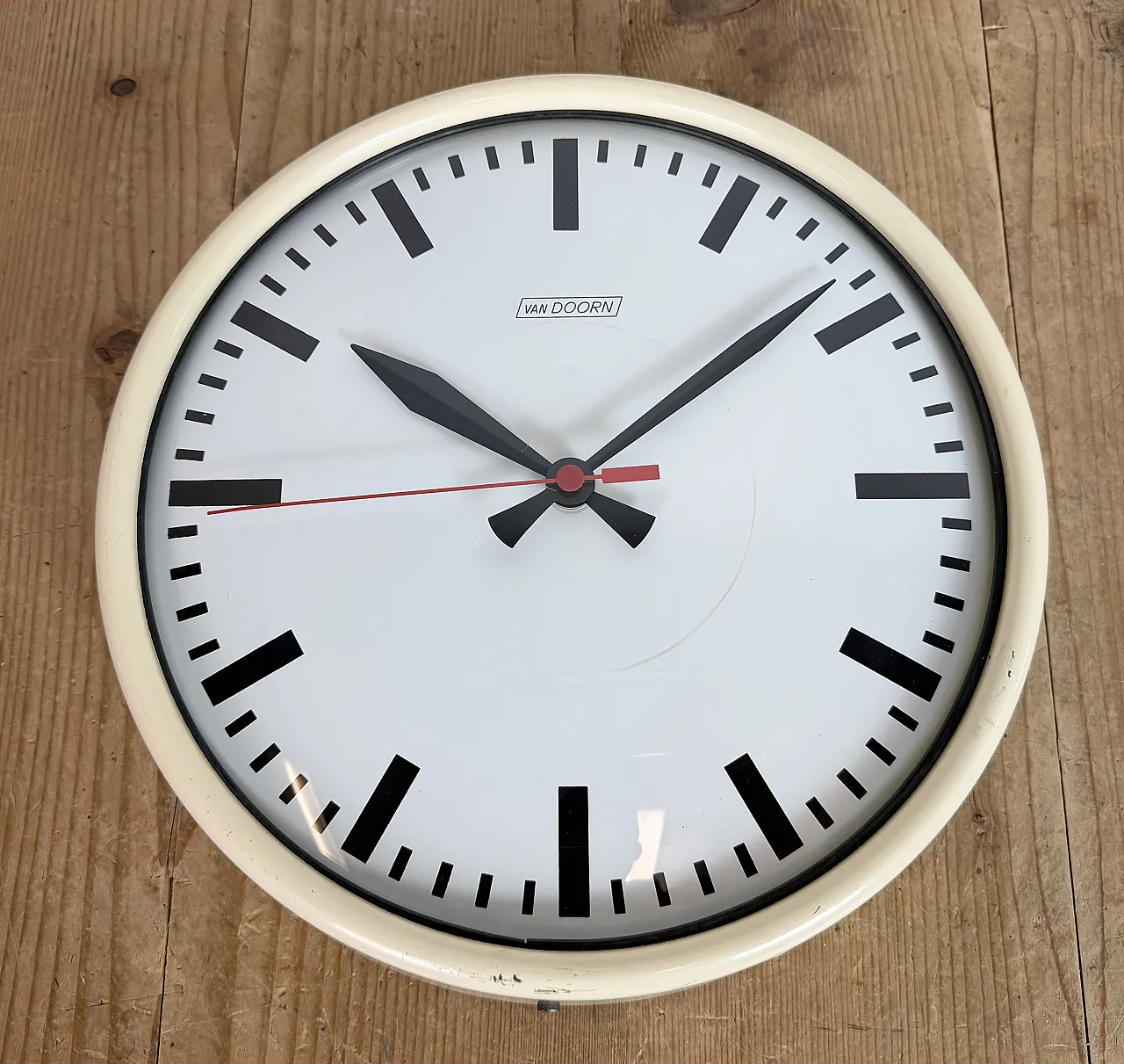 Vintage Beige School Wall Clock from Van Doorn, 1960s 9