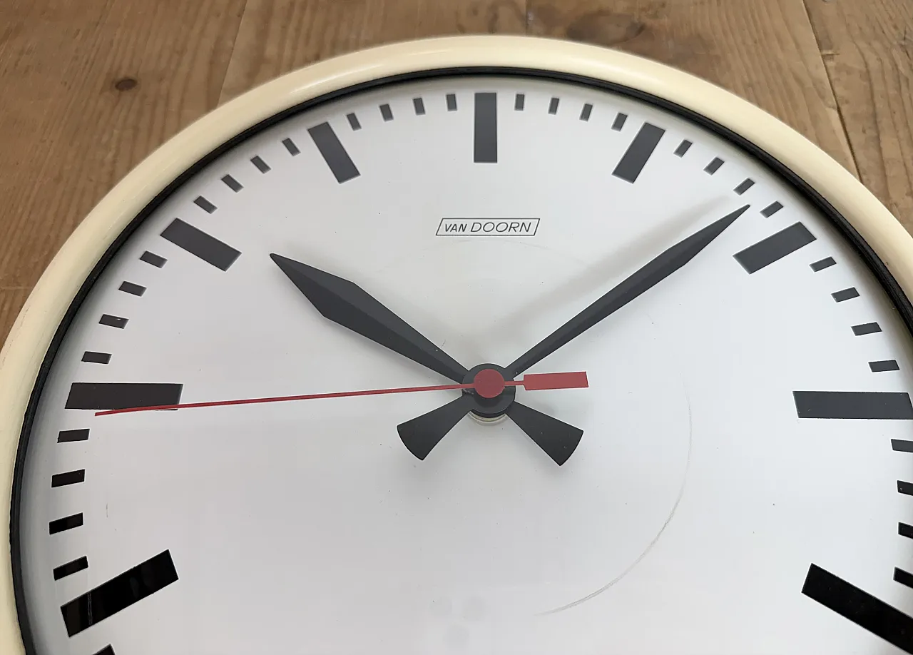 Vintage Beige School Wall Clock from Van Doorn, 1960s 10