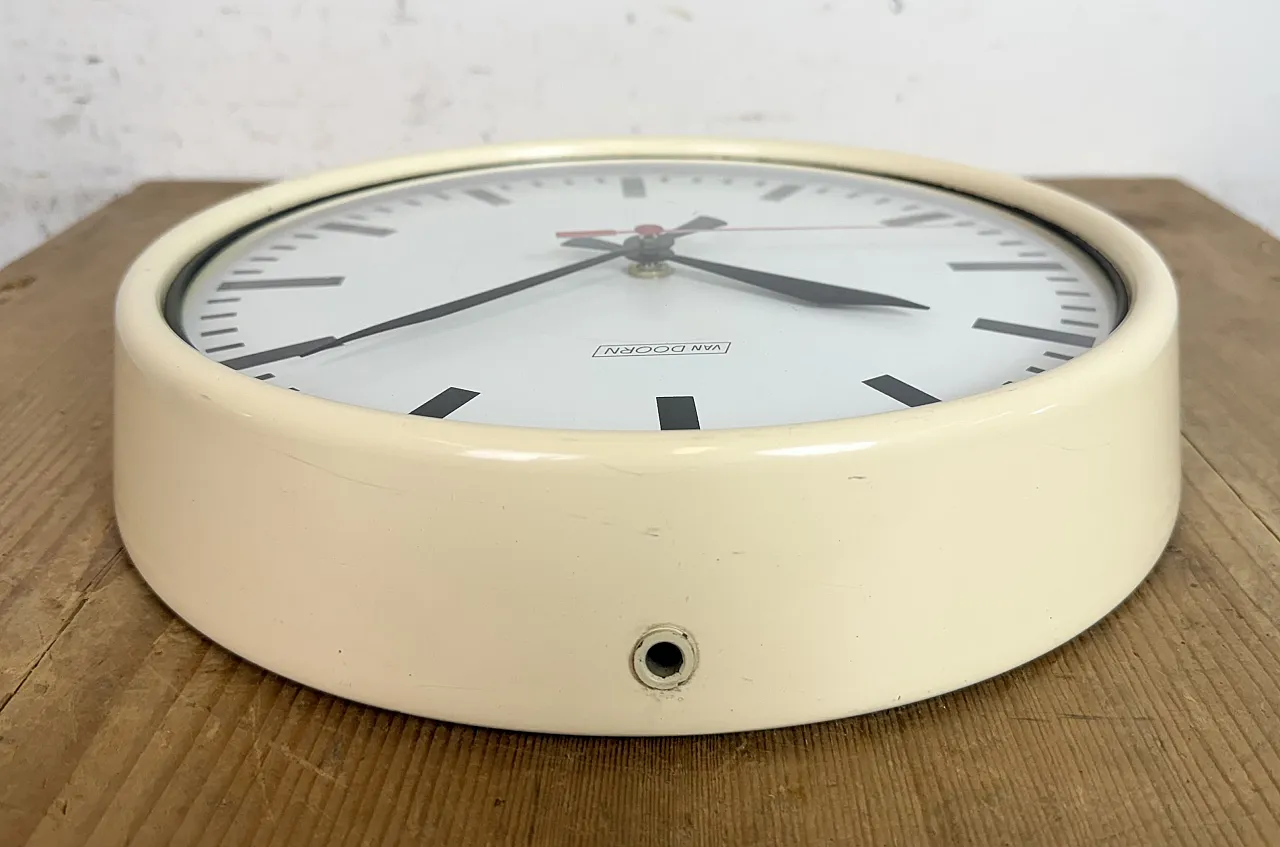 Vintage Beige School Wall Clock from Van Doorn, 1960s 13