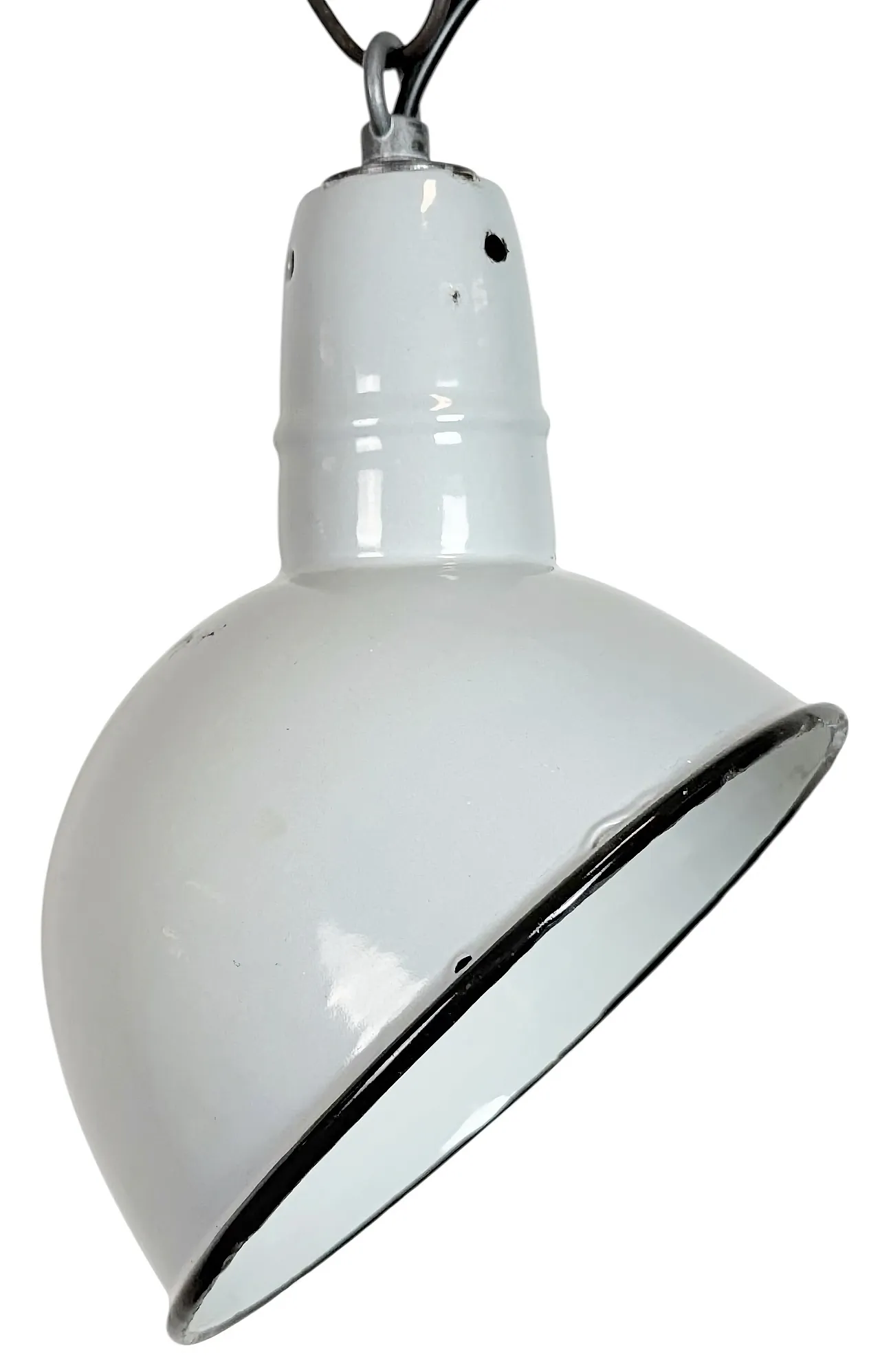 Industrial Grey Enamel Factory Pendant Lamp, 1960s 1