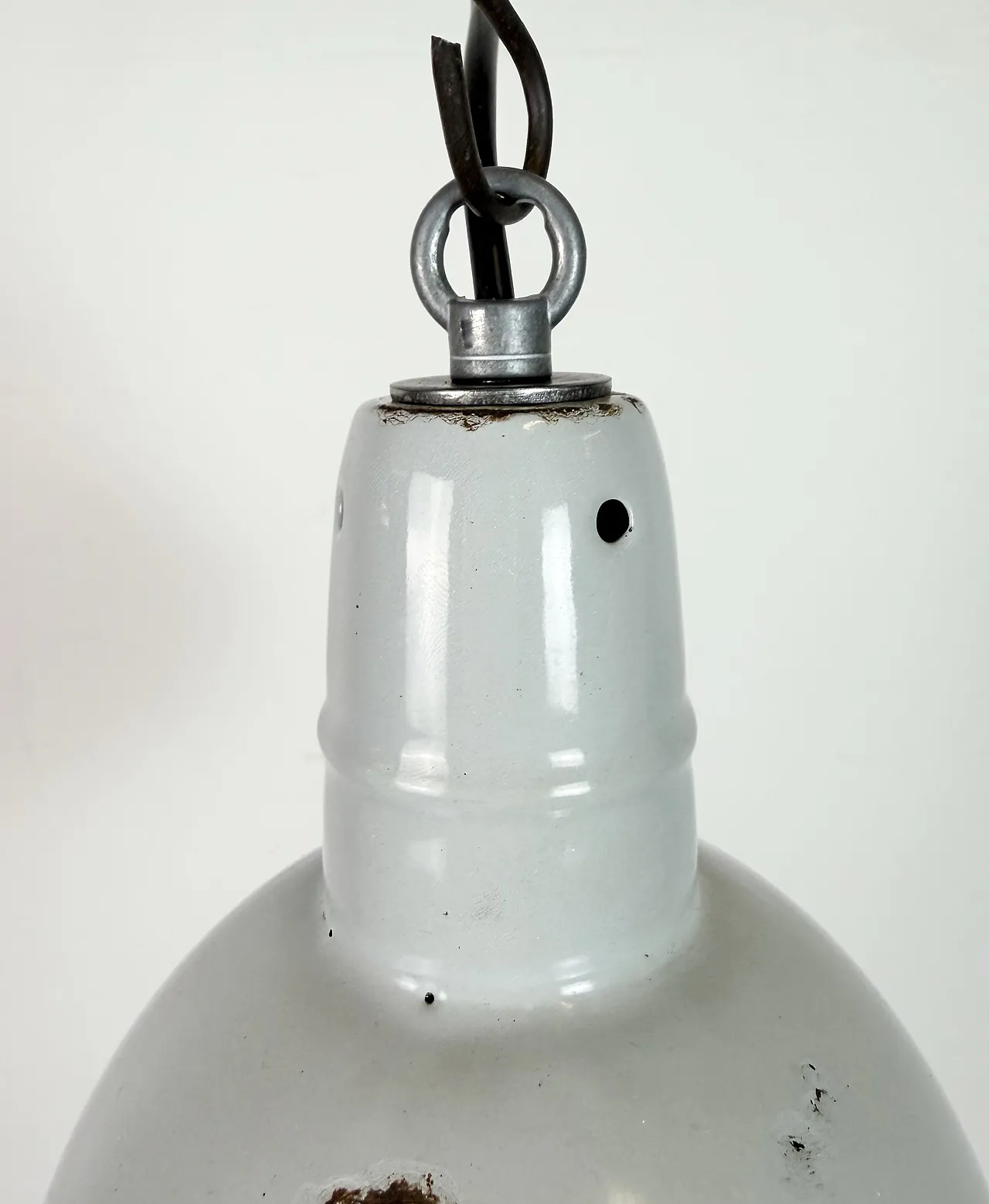 Industrial Grey Enamel Factory Pendant Lamp, 1960s 5