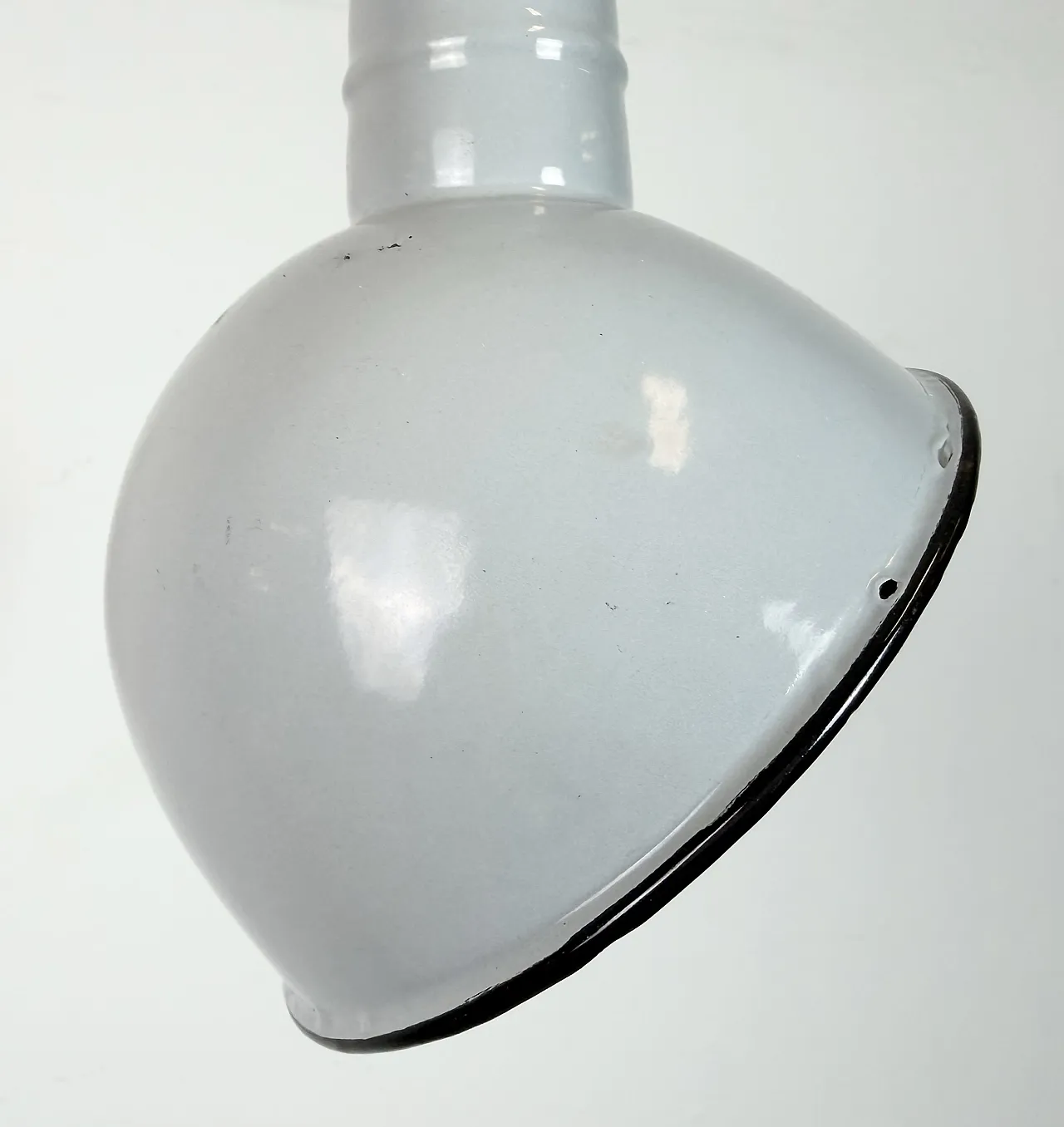 Industrial Grey Enamel Factory Pendant Lamp, 1960s 6