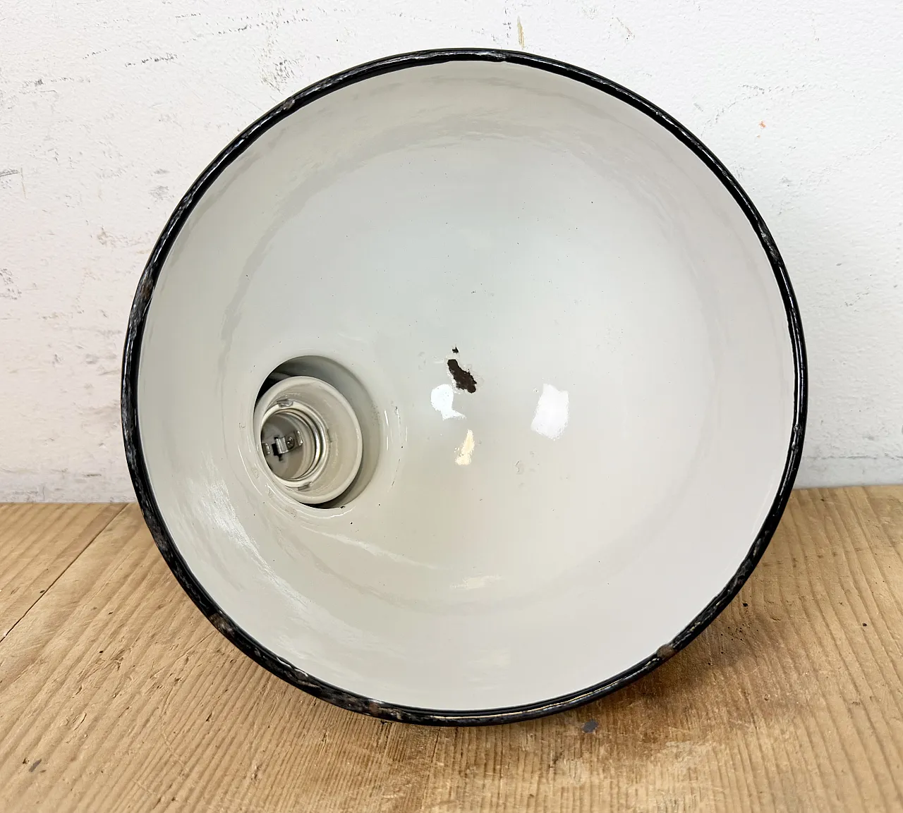 Industrial Grey Enamel Factory Pendant Lamp, 1960s 15