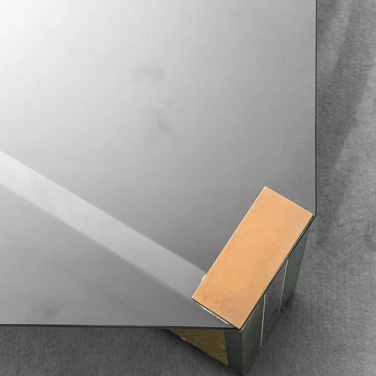 Smoked glass, brass and metal coffee table, 1970s 6