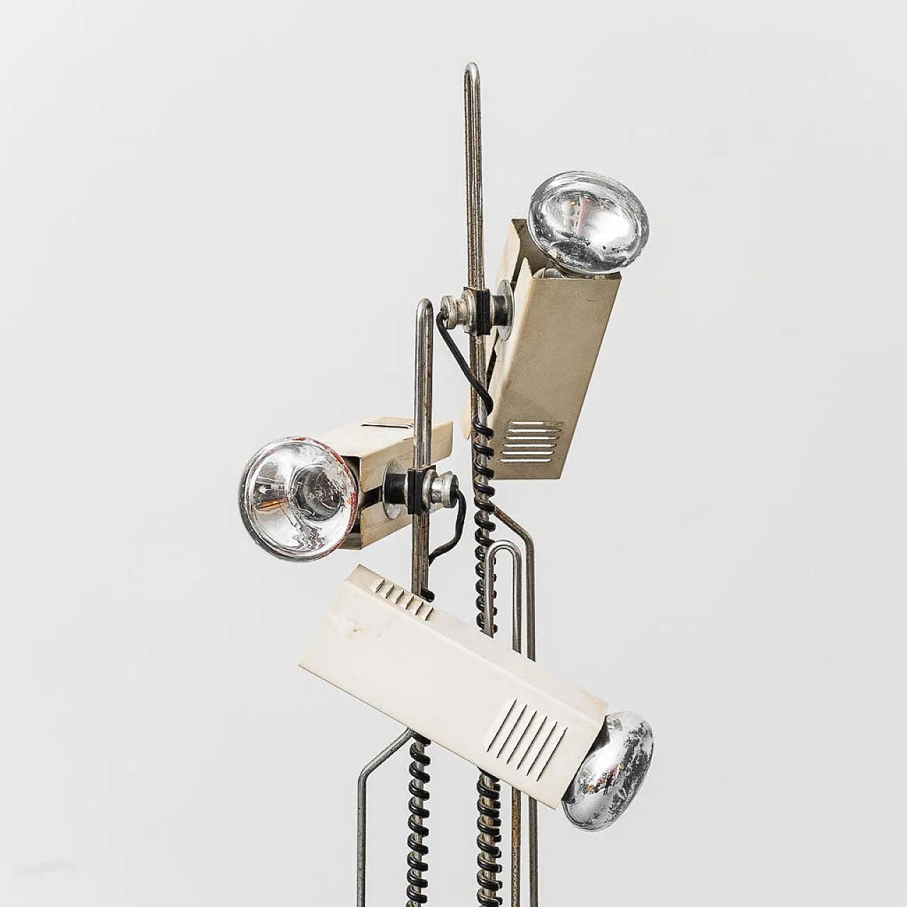 Industrial floor lamp with 3 lights, Joe Colombo style, 70s 2