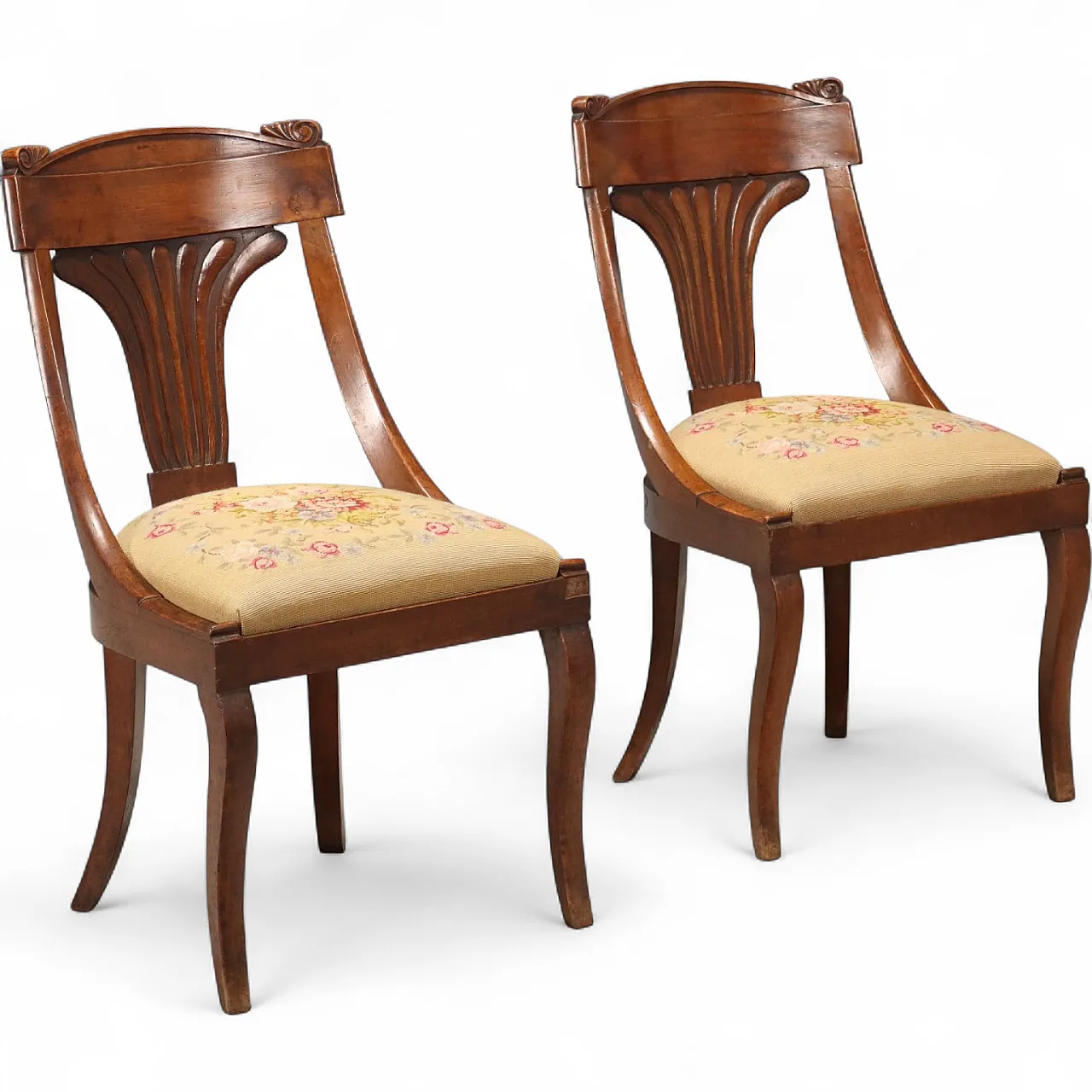 Coppia di sedie Luigi Filippo in noce, tardo '800 10