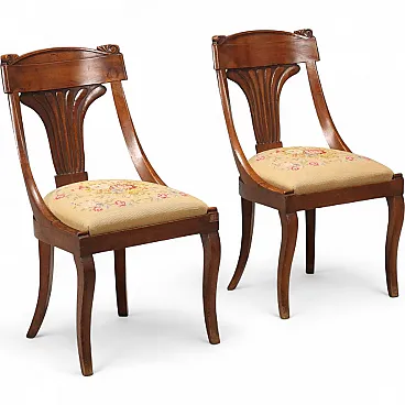 Coppia di sedie Luigi Filippo in noce, tardo '800