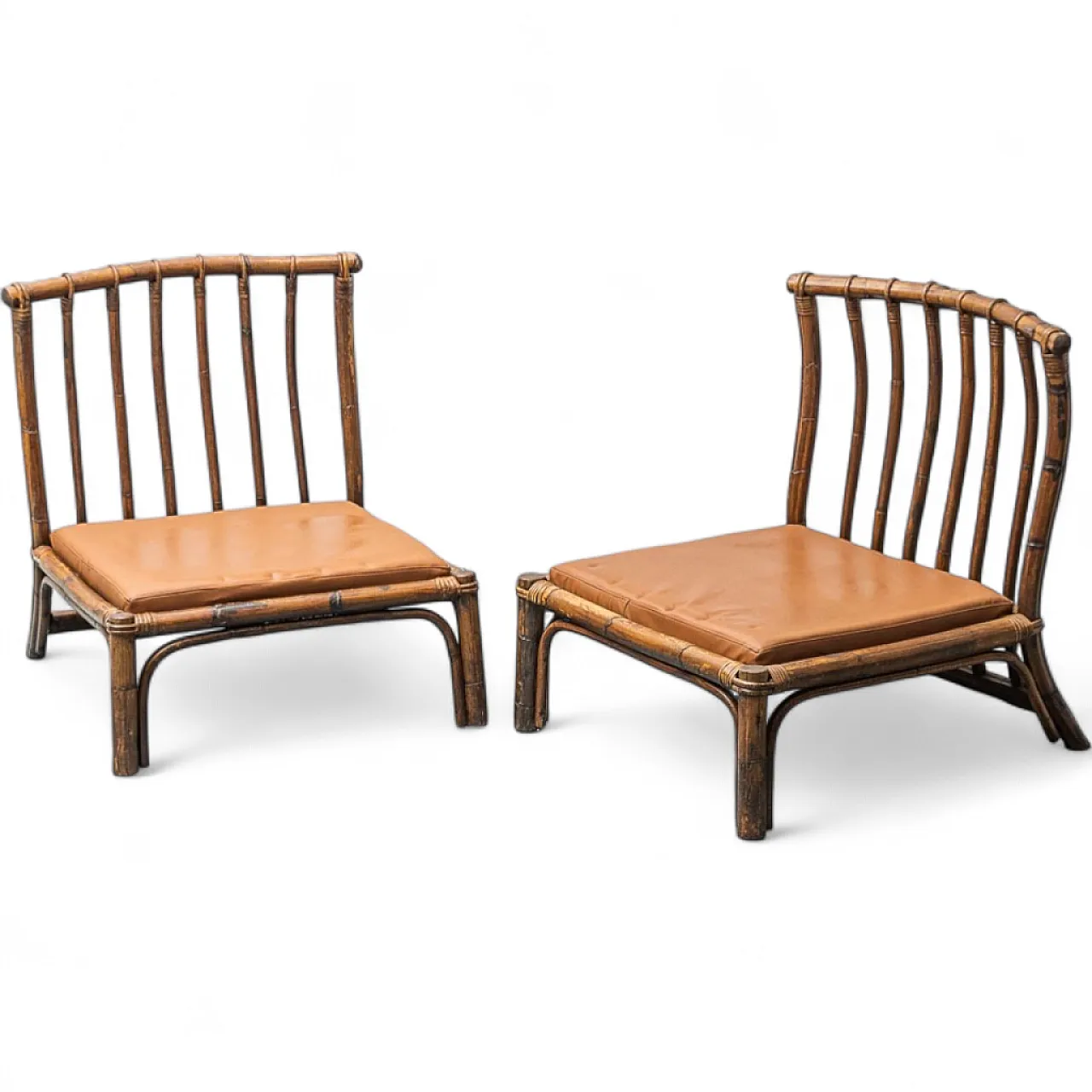 Pair of wooden and eco-leather armchairs by Alberto Smania, 1970s 12