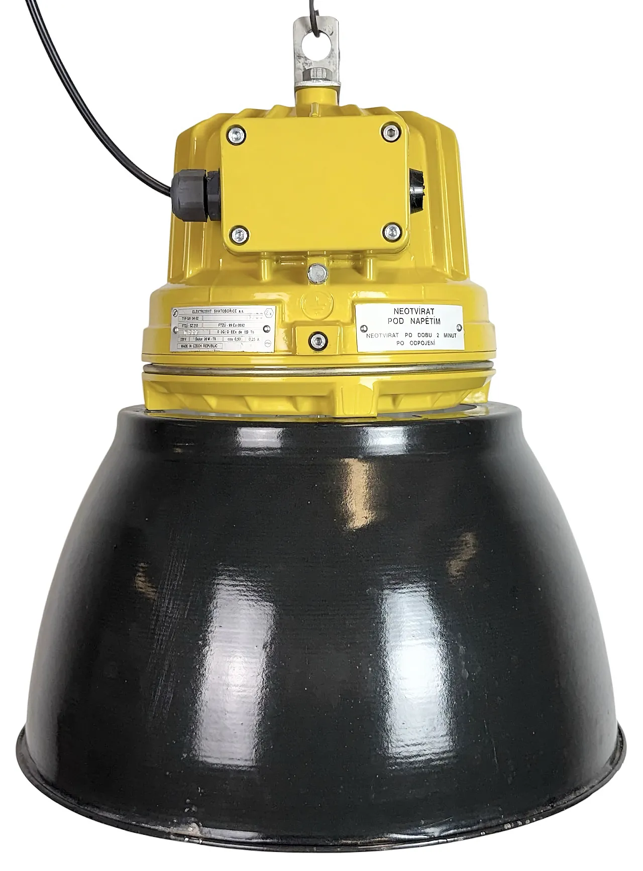 Yellow Industrial Explosion Proof Lamp with Black Enamel Shade, 1990s 1
