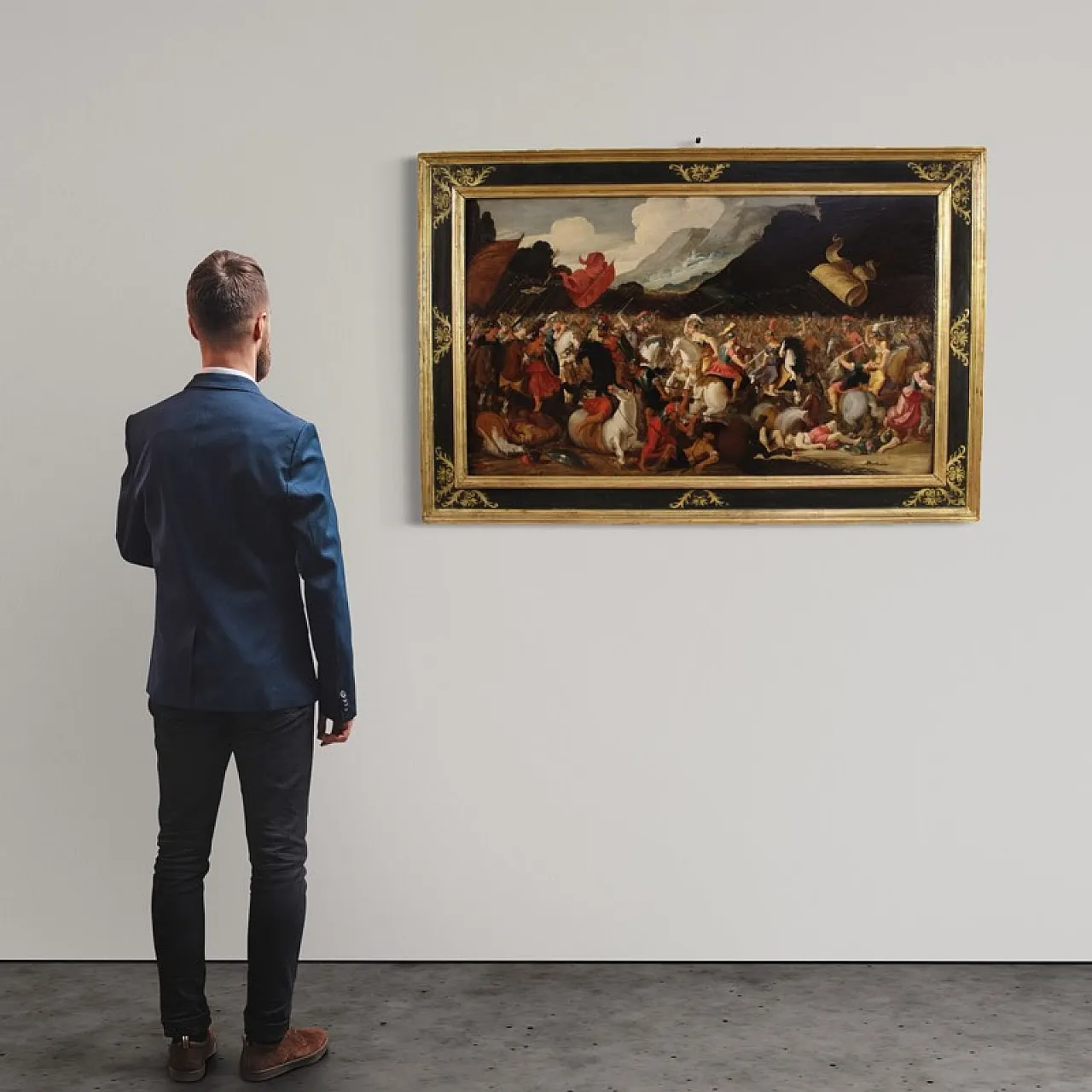 Flemish panel painting battle, 17th century 2