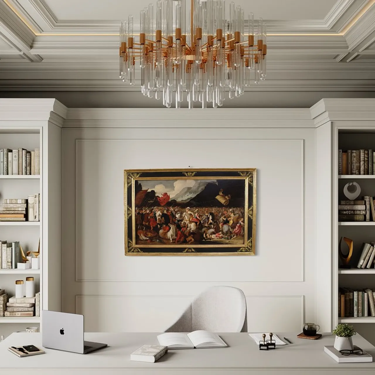 Flemish panel painting battle, 17th century 6