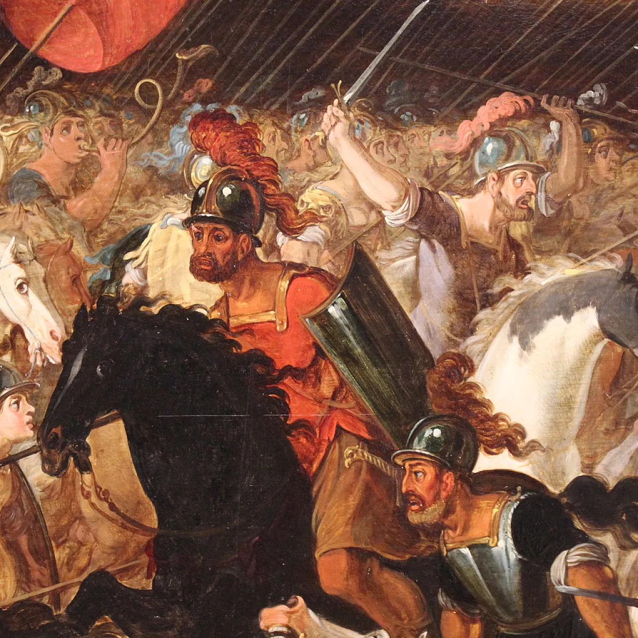 Flemish panel painting battle, 17th century 10