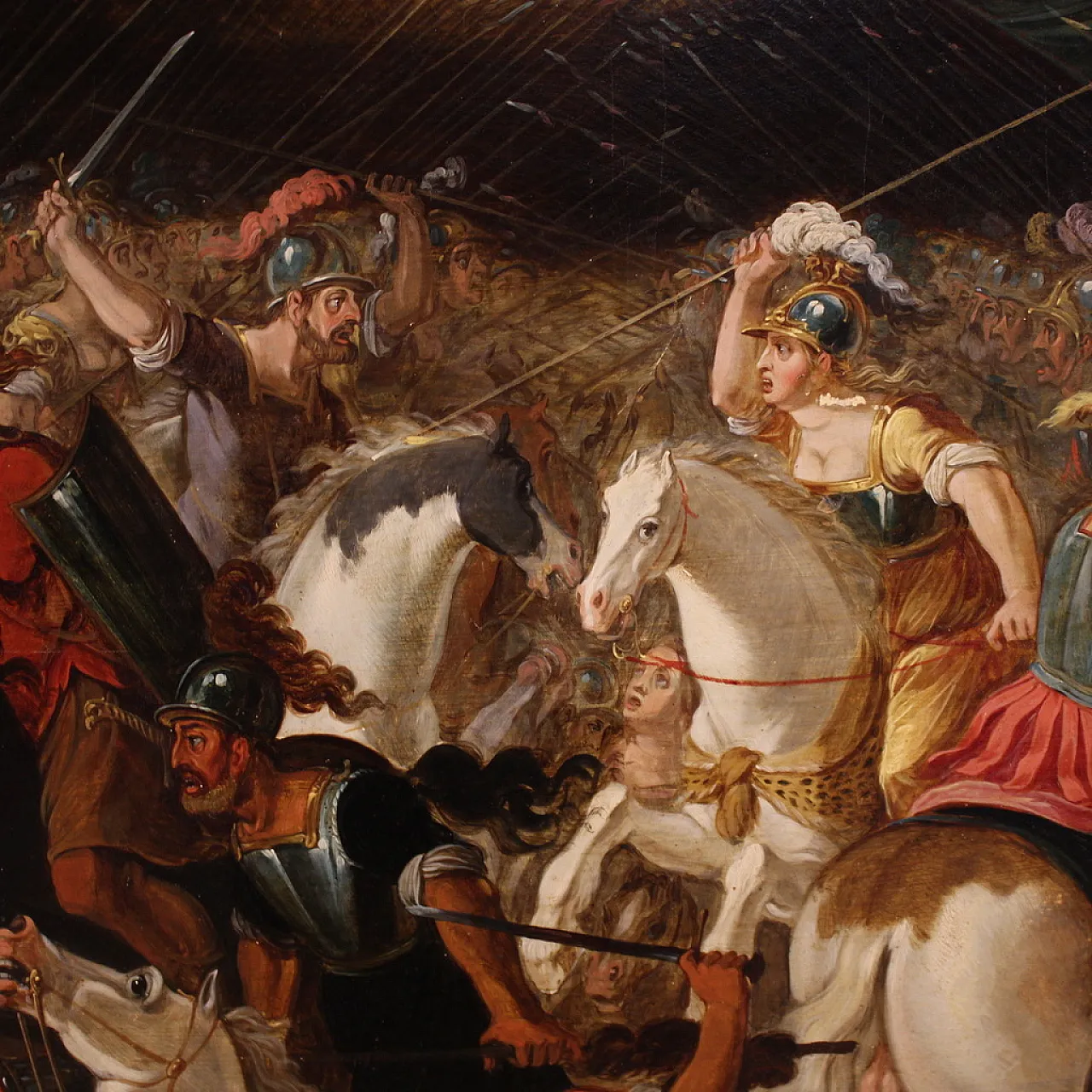 Flemish panel painting battle, 17th century 13