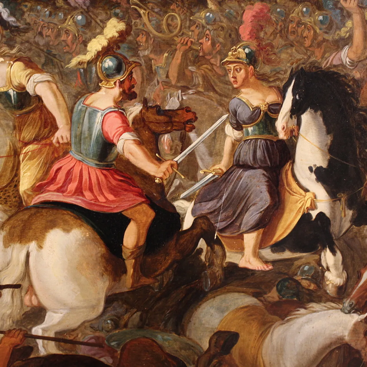 Flemish panel painting battle, 17th century 14