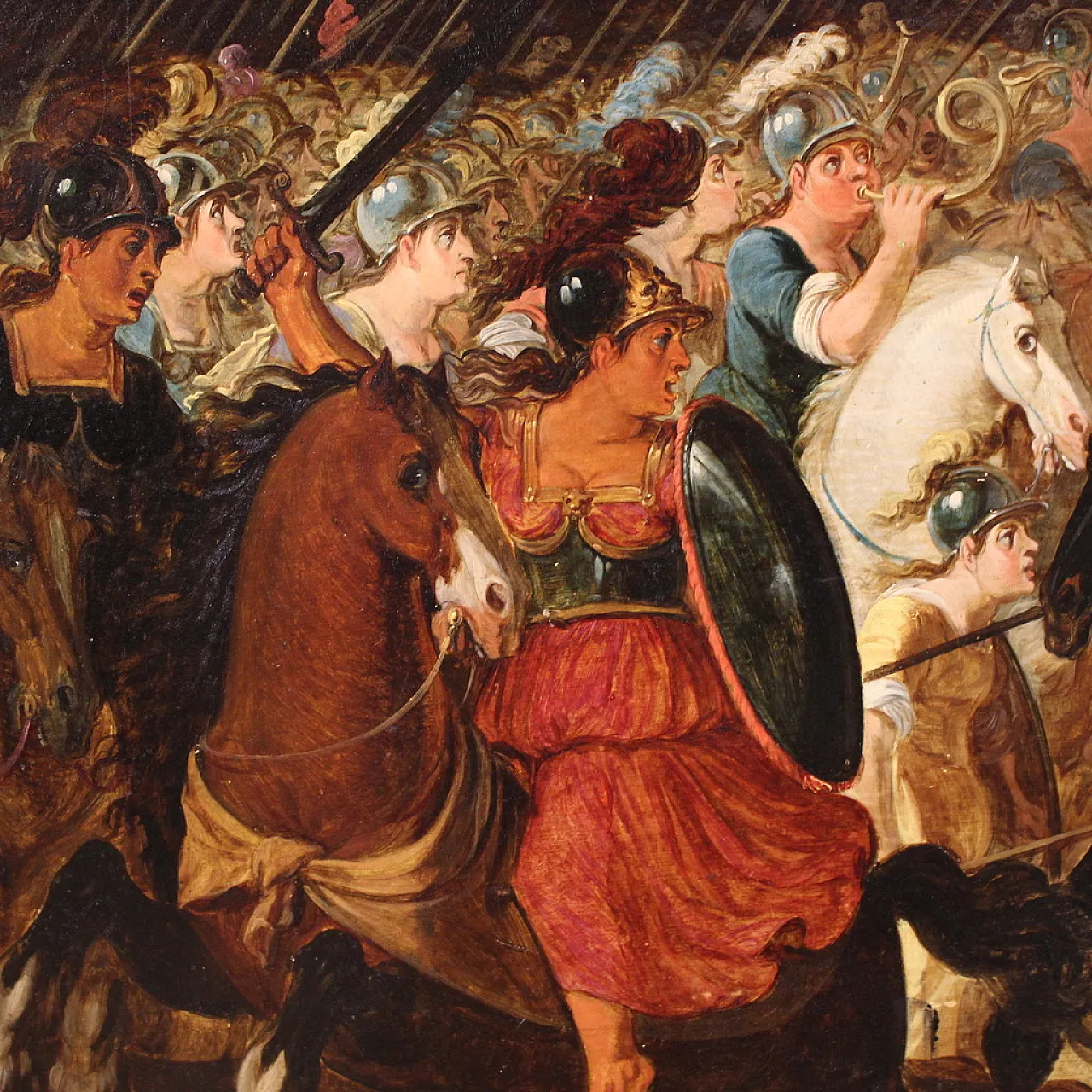 Flemish panel painting battle, 17th century 15