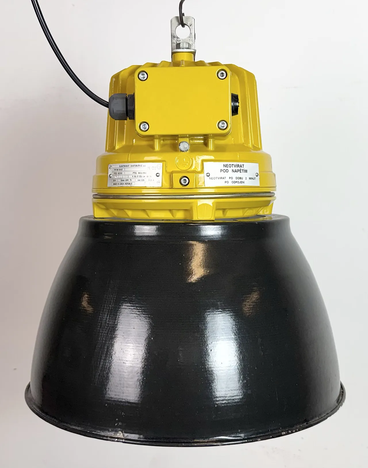 Yellow Industrial Explosion Proof Lamp with Black Enamel Shade, 1990s 3
