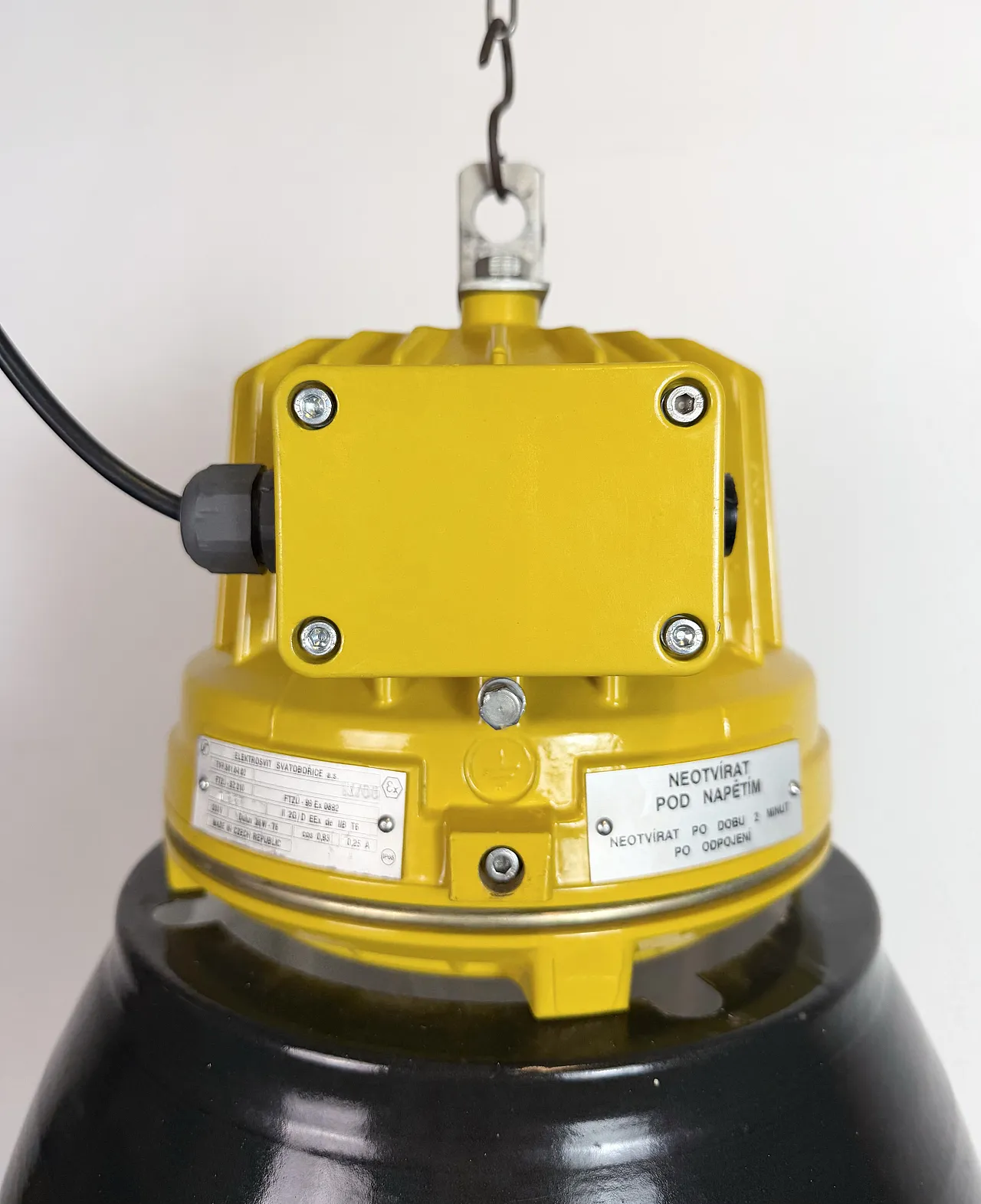 Yellow Industrial Explosion Proof Lamp with Black Enamel Shade, 1990s 4