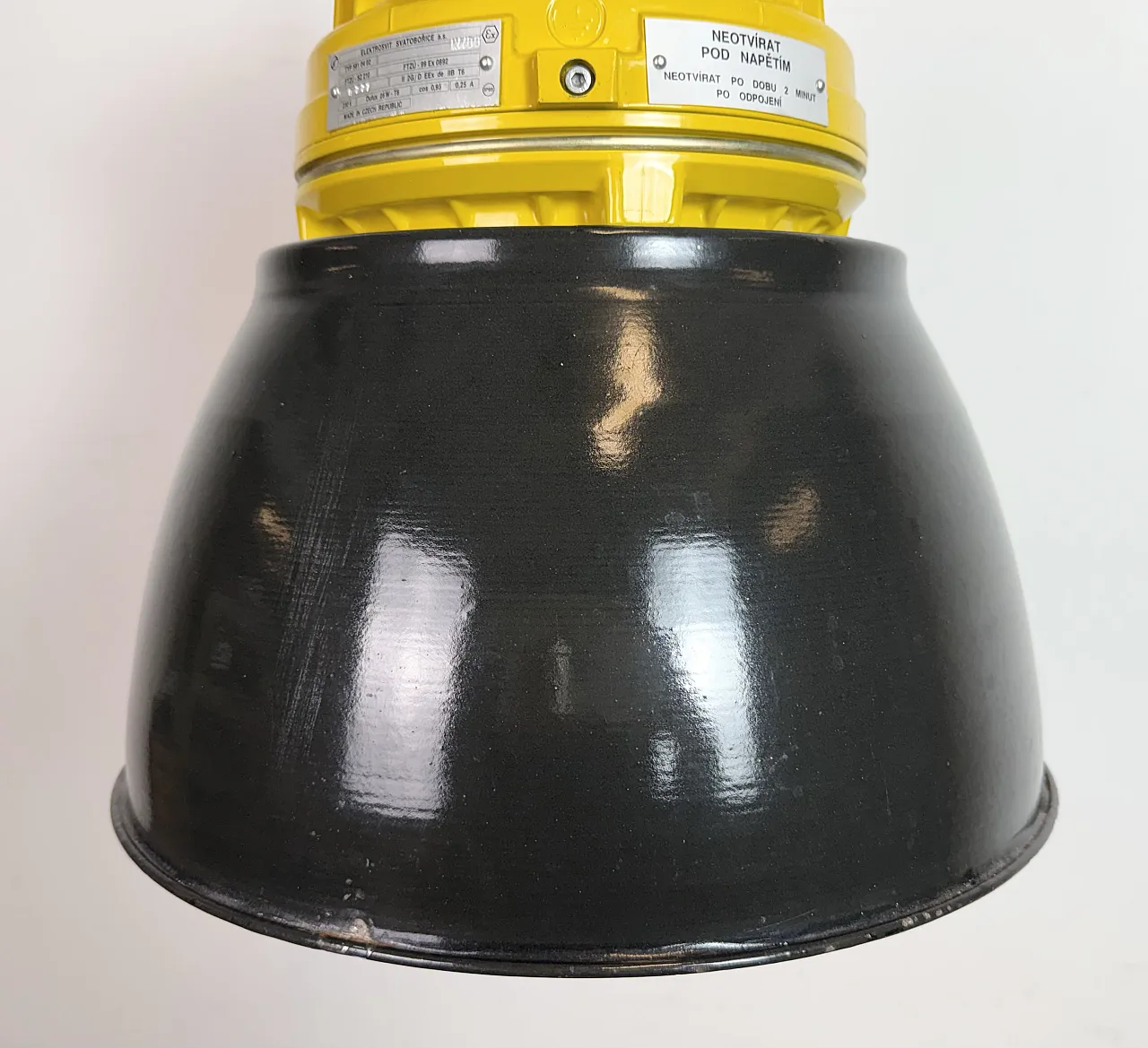 Yellow Industrial Explosion Proof Lamp with Black Enamel Shade, 1990s 5