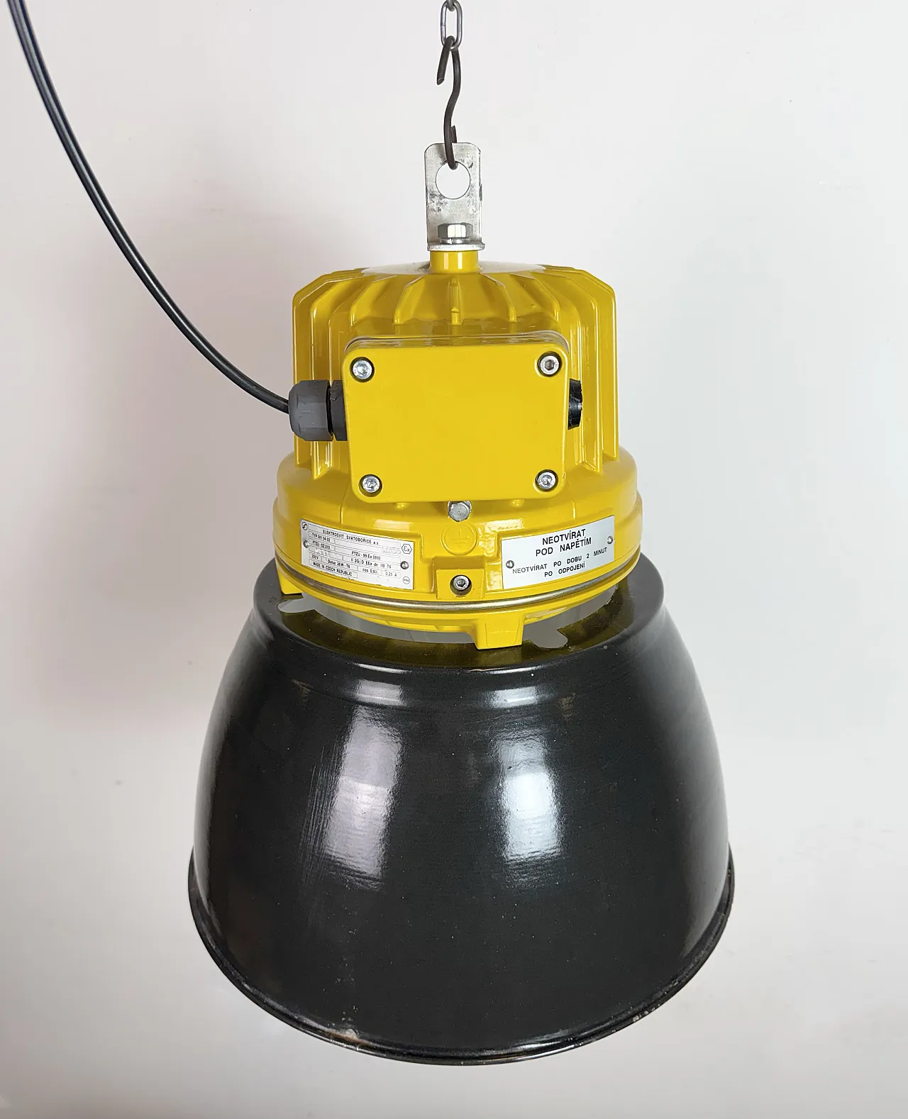 Yellow Industrial Explosion Proof Lamp with Black Enamel Shade, 1990s 6
