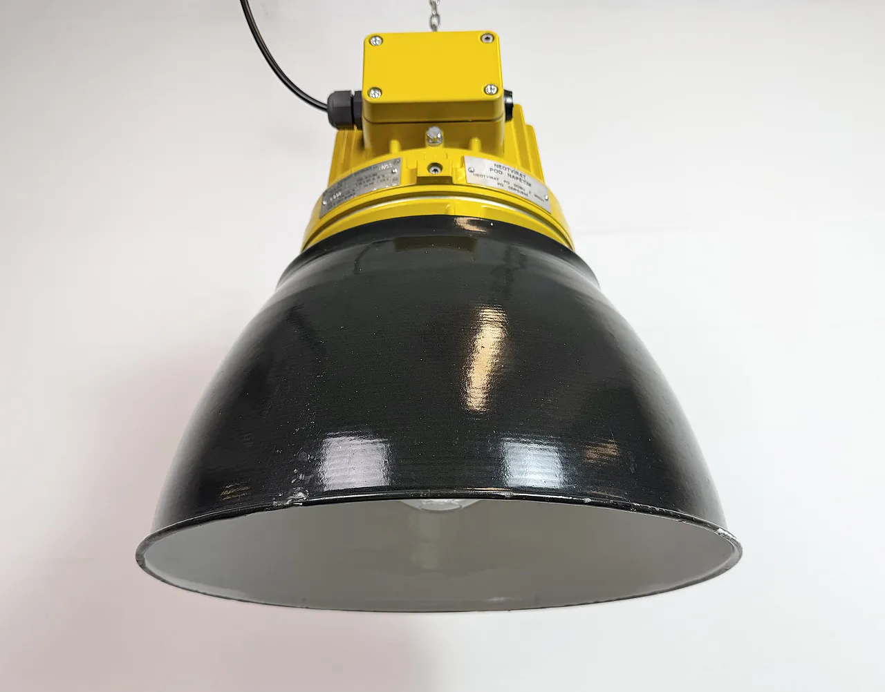 Yellow Industrial Explosion Proof Lamp with Black Enamel Shade, 1990s 9