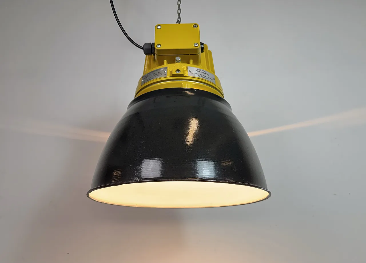 Yellow Industrial Explosion Proof Lamp with Black Enamel Shade, 1990s 11