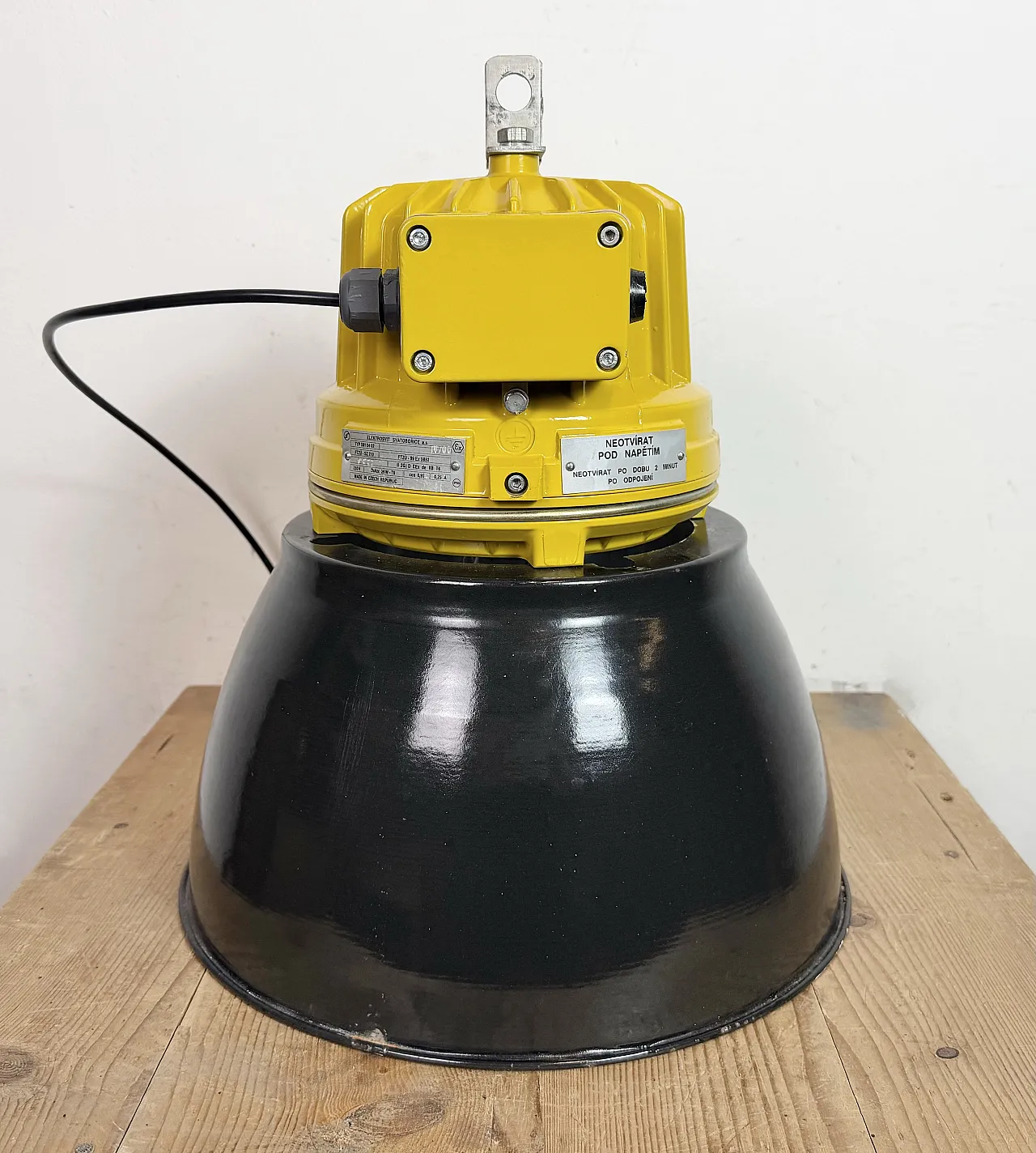 Yellow Industrial Explosion Proof Lamp with Black Enamel Shade, 1990s 13