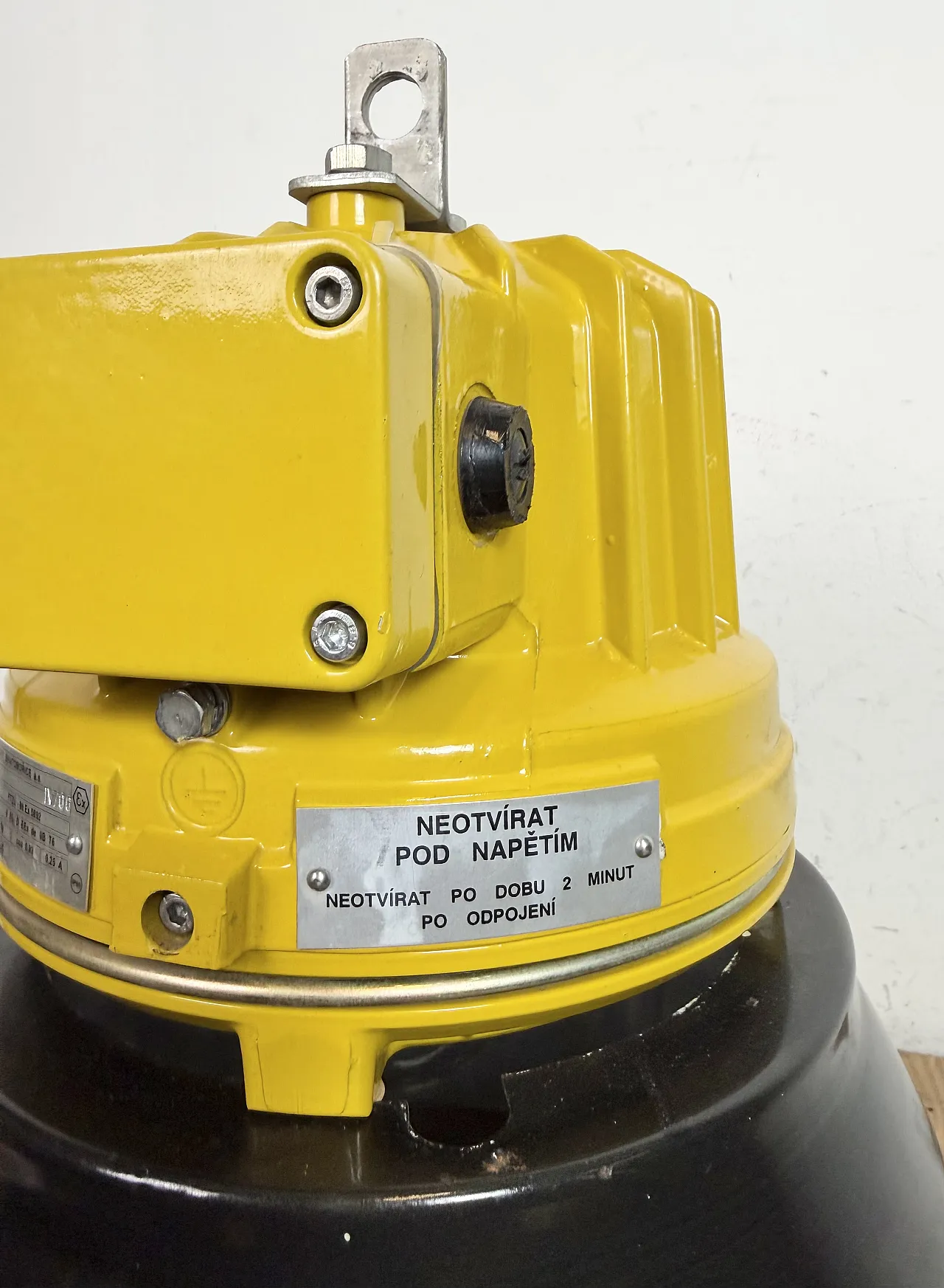 Yellow Industrial Explosion Proof Lamp with Black Enamel Shade, 1990s 15