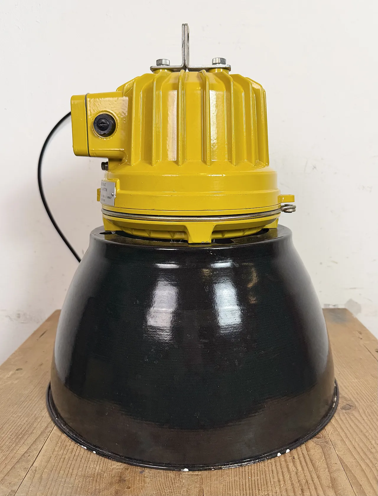 Yellow Industrial Explosion Proof Lamp with Black Enamel Shade, 1990s 16