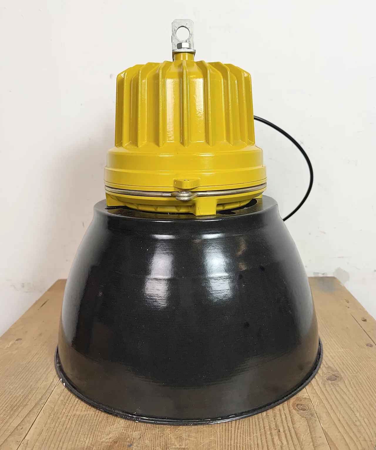 Yellow Industrial Explosion Proof Lamp with Black Enamel Shade, 1990s 17