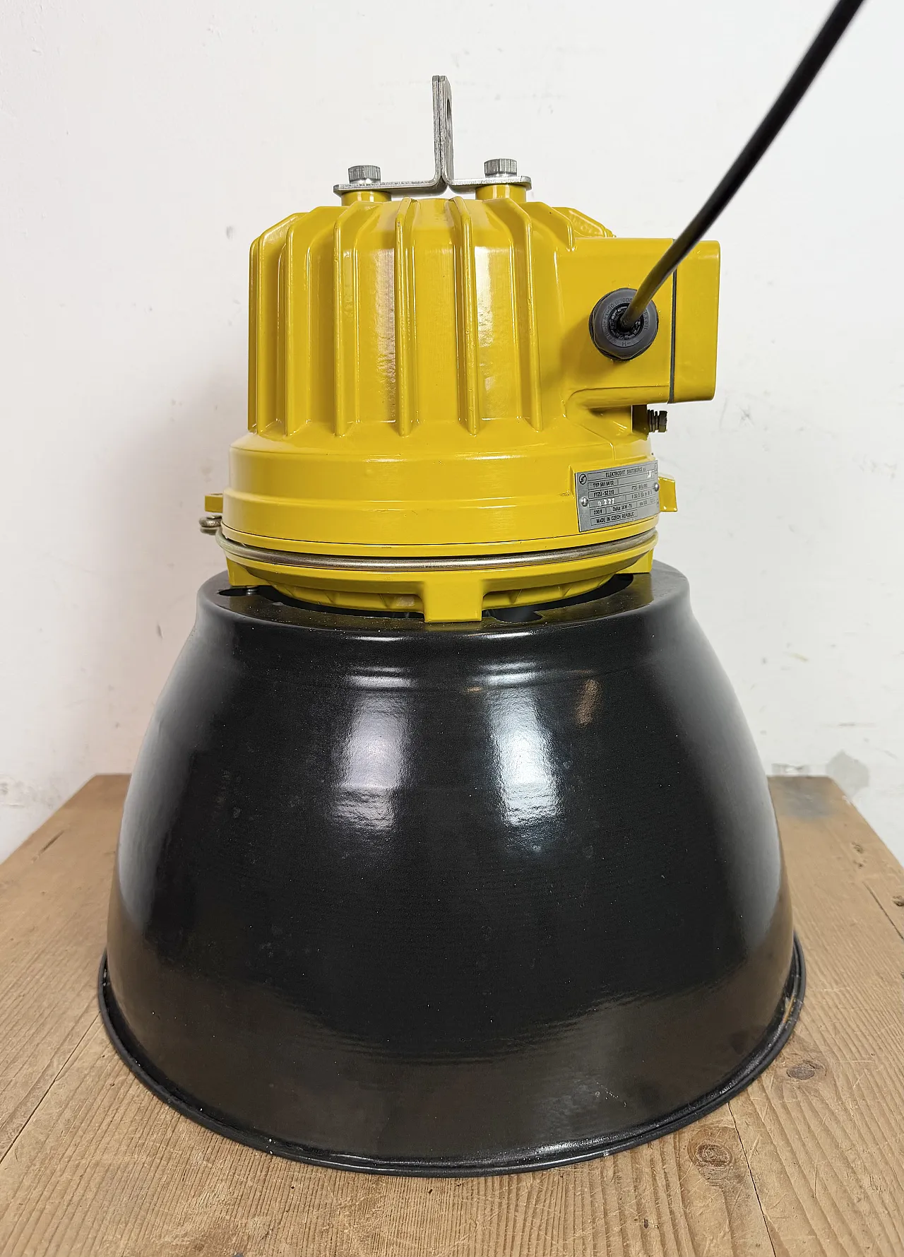 Yellow Industrial Explosion Proof Lamp with Black Enamel Shade, 1990s 18