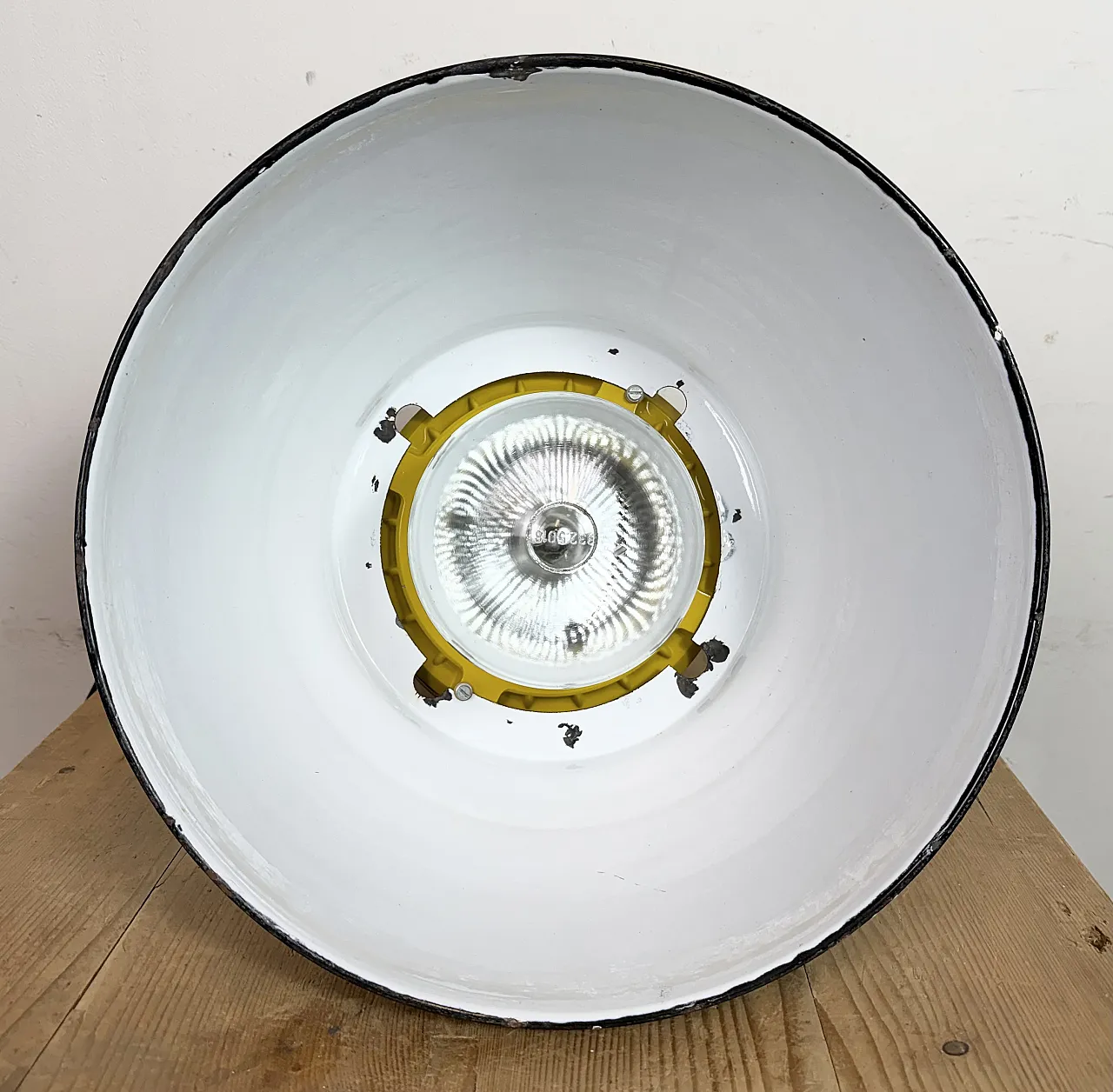 Yellow Industrial Explosion Proof Lamp with Black Enamel Shade, 1990s 19