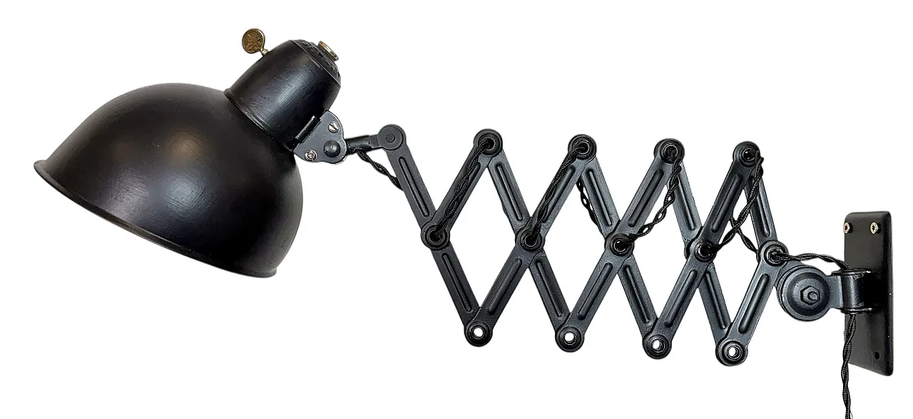Black Industrial Bauhaus Scissor Wall Lamp from Kaiser Idell, 1930s 1