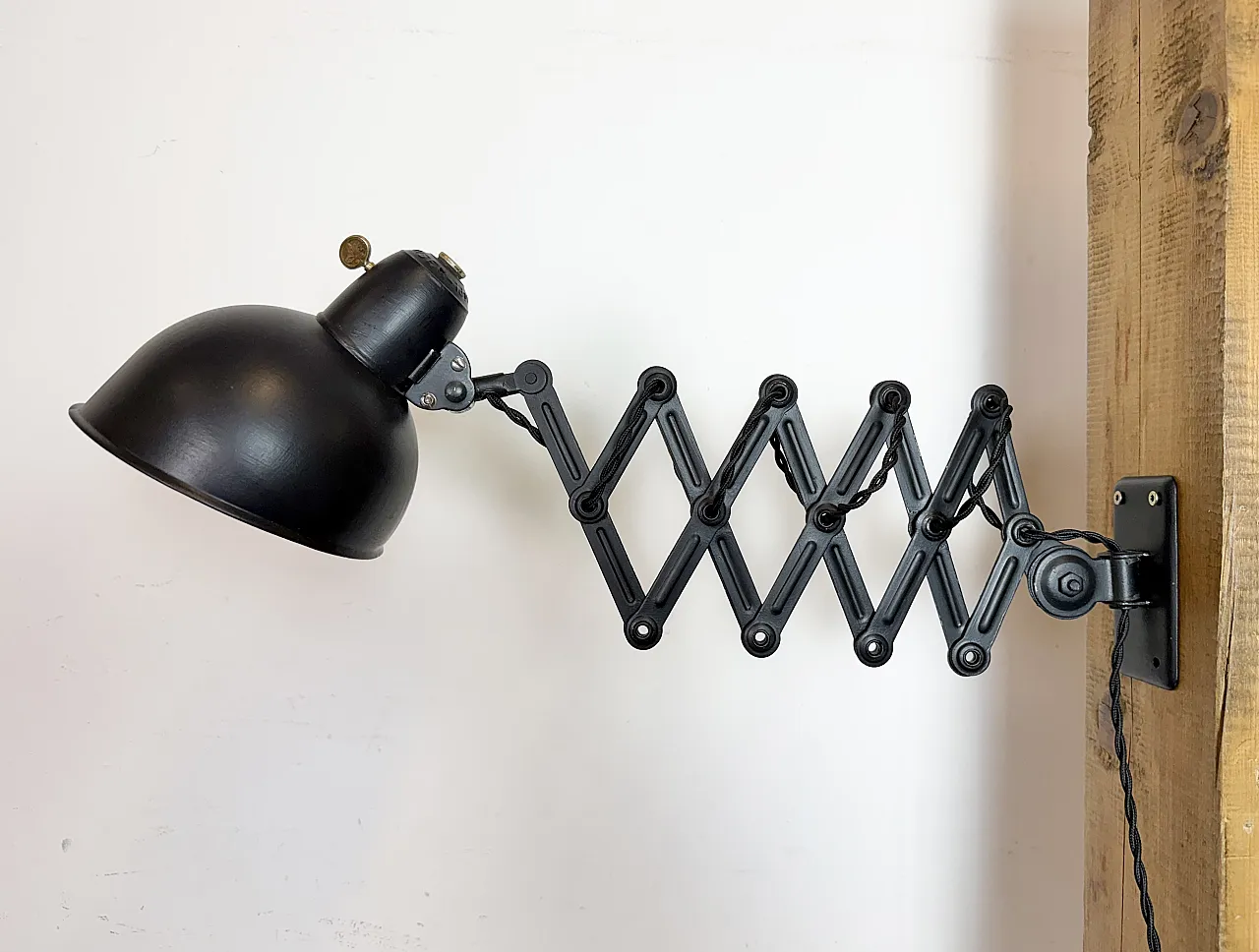 Black Industrial Bauhaus Scissor Wall Lamp from Kaiser Idell, 1930s 2