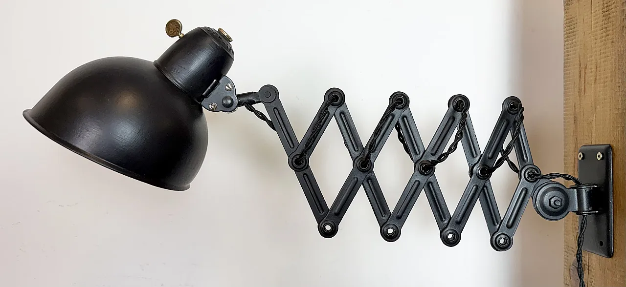 Black Industrial Bauhaus Scissor Wall Lamp from Kaiser Idell, 1930s 3