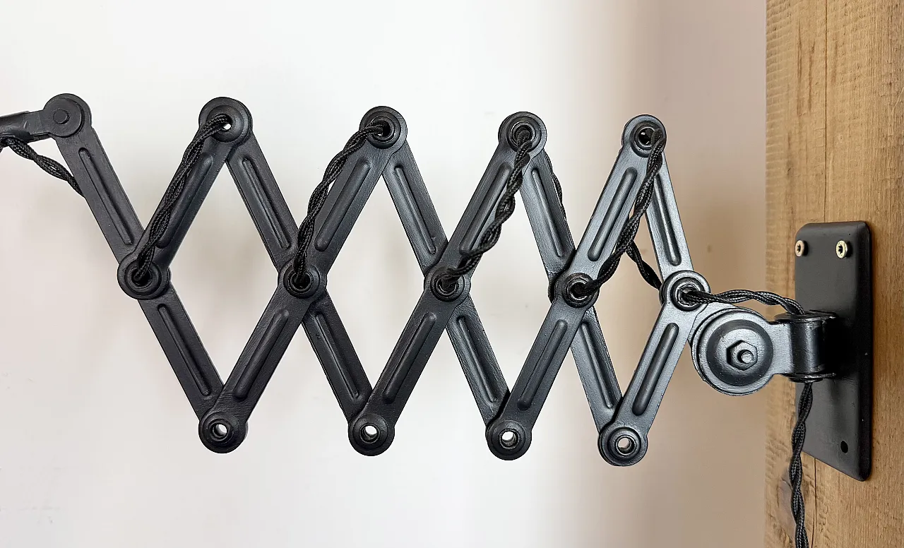 Black Industrial Bauhaus Scissor Wall Lamp from Kaiser Idell, 1930s 5