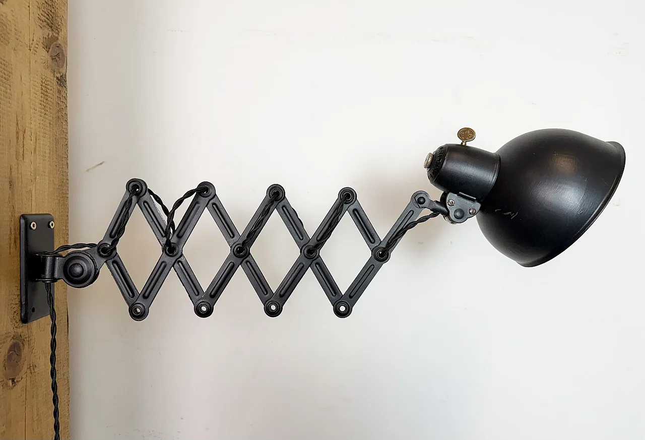 Black Industrial Bauhaus Scissor Wall Lamp from Kaiser Idell, 1930s 10